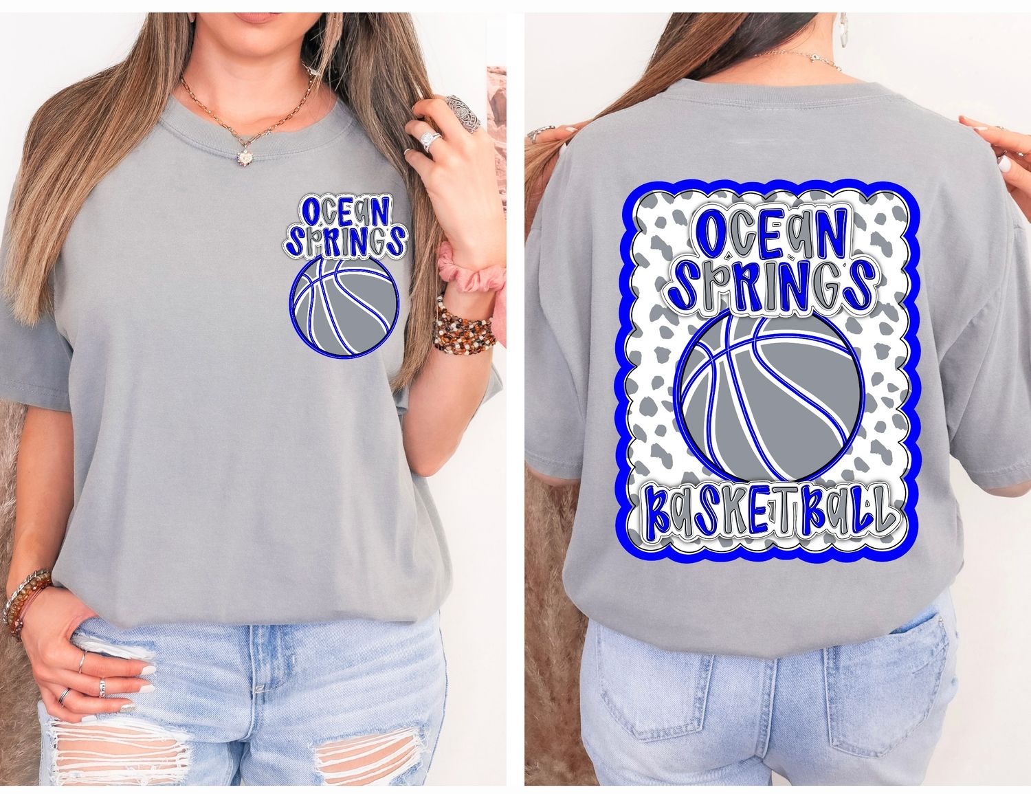 CUSTOM: BASKETBALL Dotty Scalloped Hand Lettered Style Mascot PNG with Team Colors