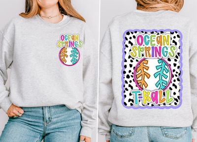 CUSTOM: T-BALL *BRIGHT* Dotty Scalloped Hand Lettered Style Mascot PNG