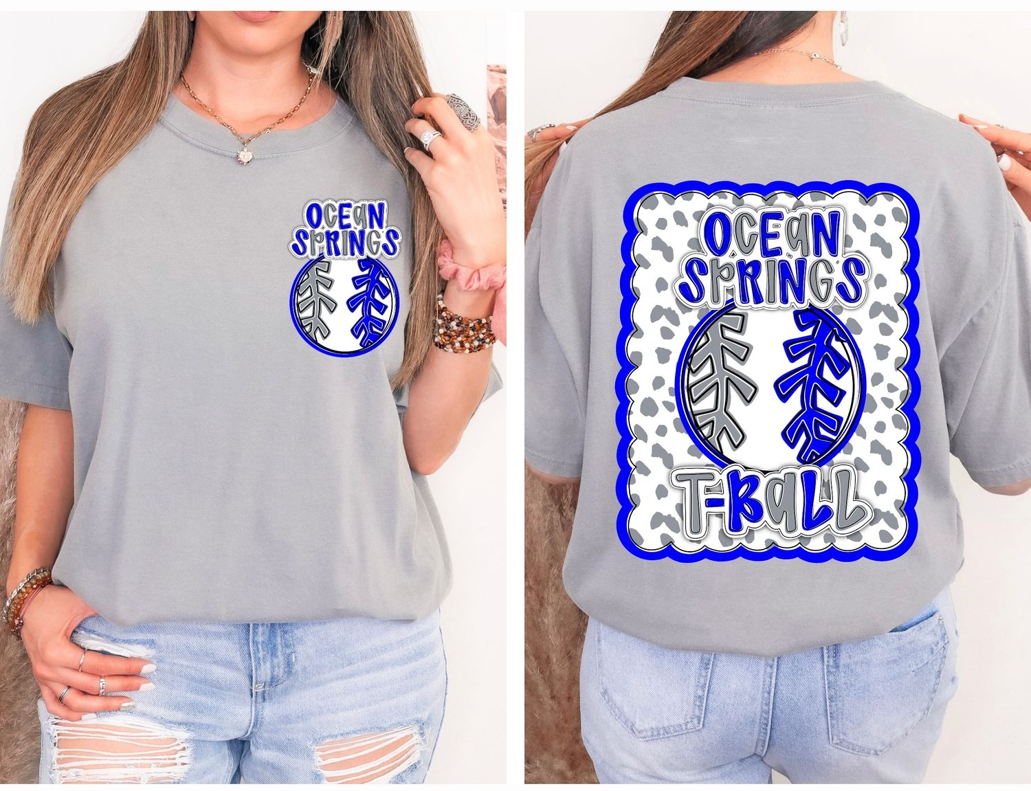 CUSTOM: T-BALL Dotty Scalloped Hand Lettered Style Mascot PNG with Team Colors