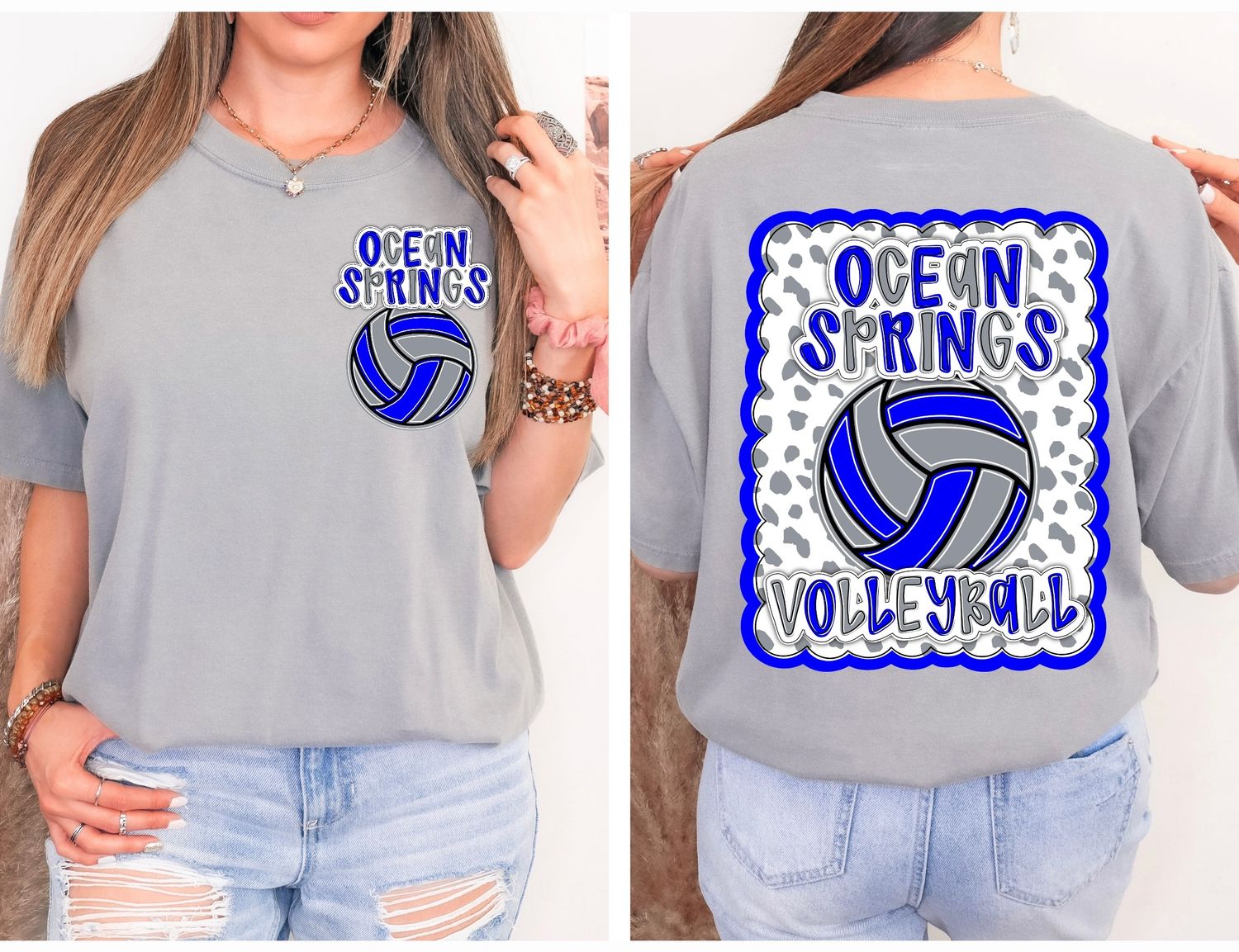CUSTOM: VOLLEYBALL Dotty Scalloped Hand Lettered Style Mascot PNG with Team Colors