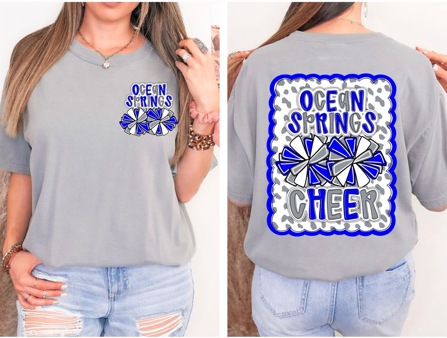 CUSTOM: CHEER Dotty Scalloped Hand Lettered Style Mascot PNG with Team Colors