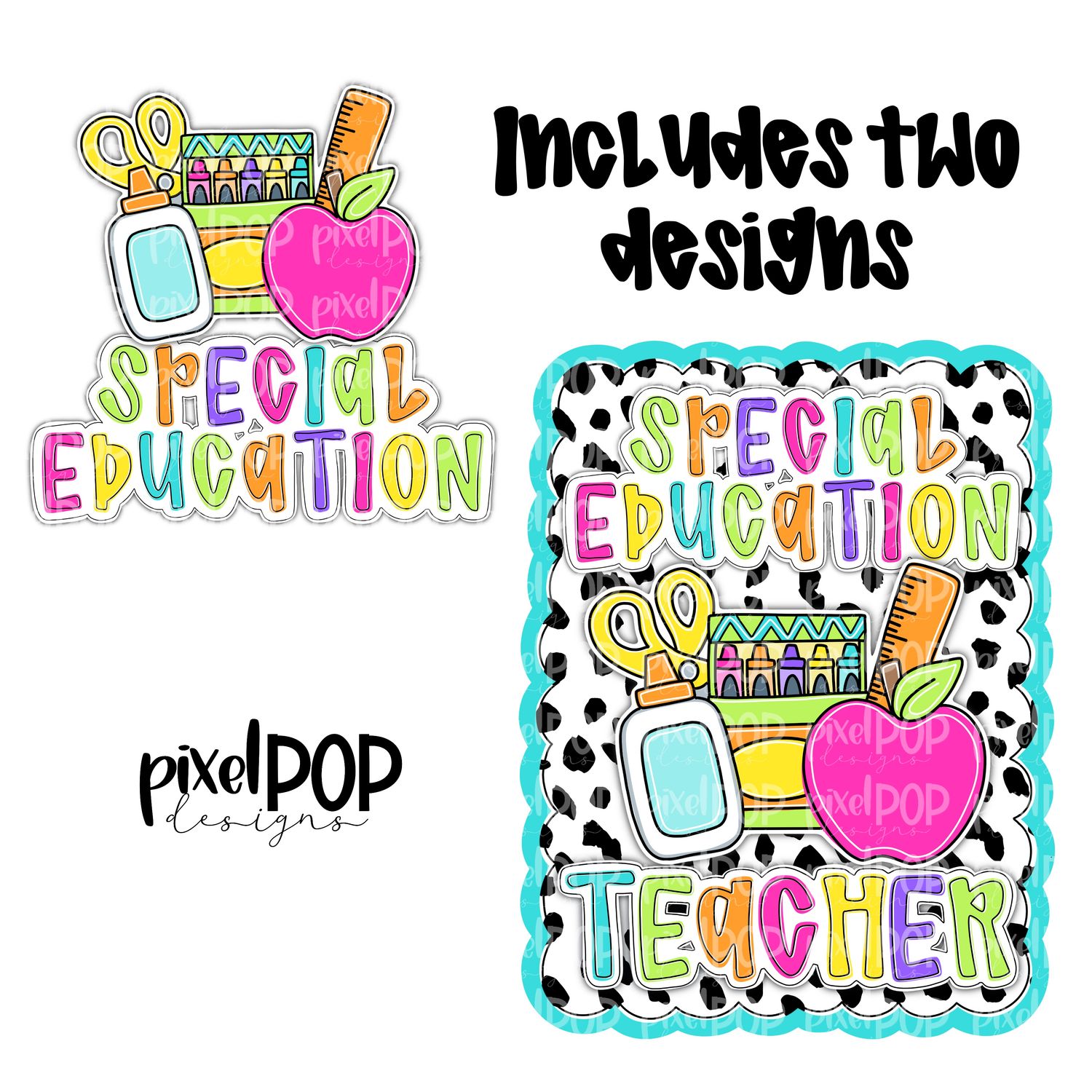 Special Education Teacher PNG Design (INCLUDES POCKET DESIGN) | School Graduation Design | Hand Painted | Digital Download | Printable