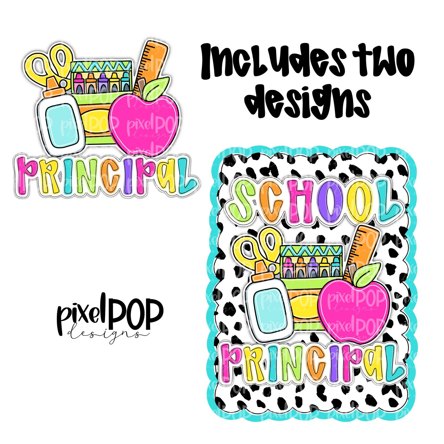 Principal Scalloped PNG Design (INCLUDES POCKET DESIGN) | School Graduation Design | Hand Painted | Digital Download | Printable