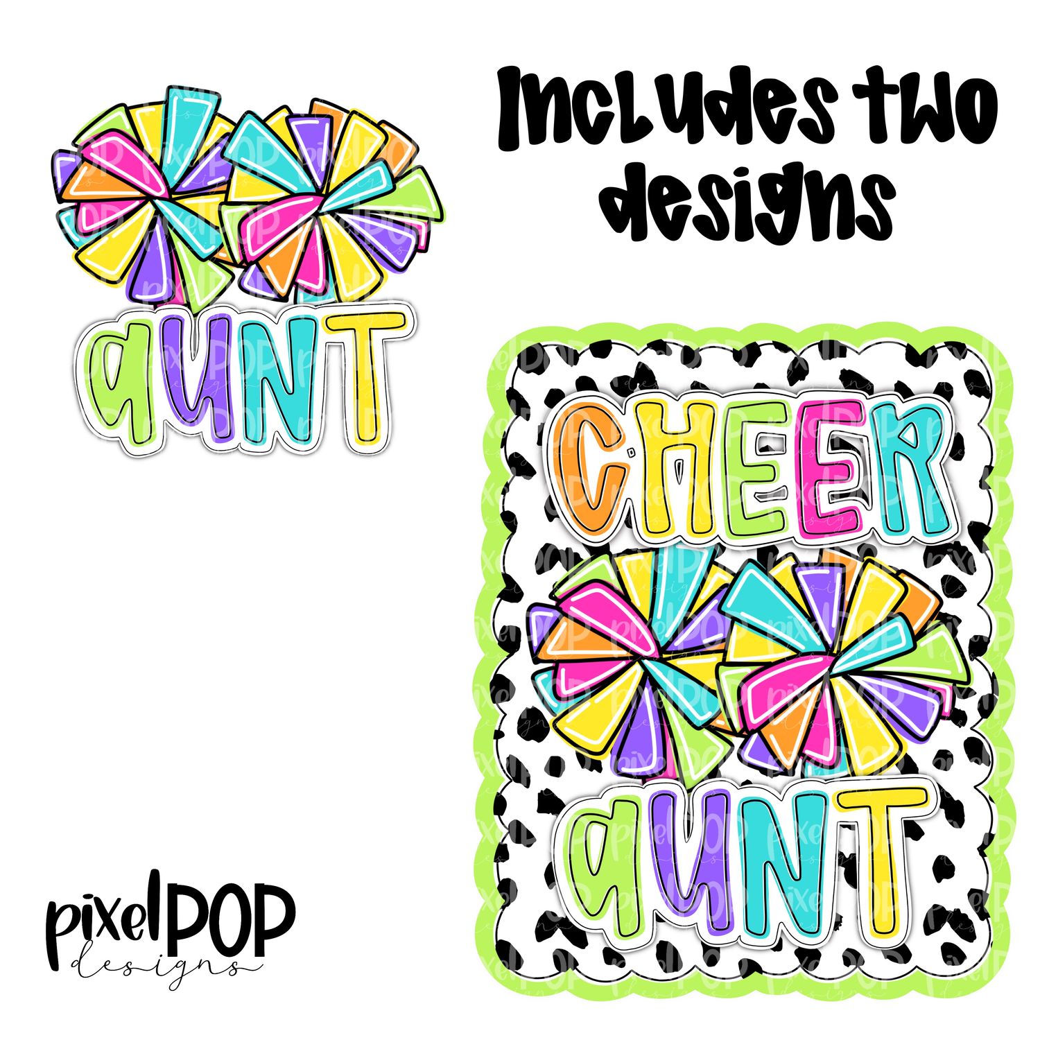 Bright Cheer Aunt Dotty Scalloped Hand Lettered Style PNG and POCKET Design