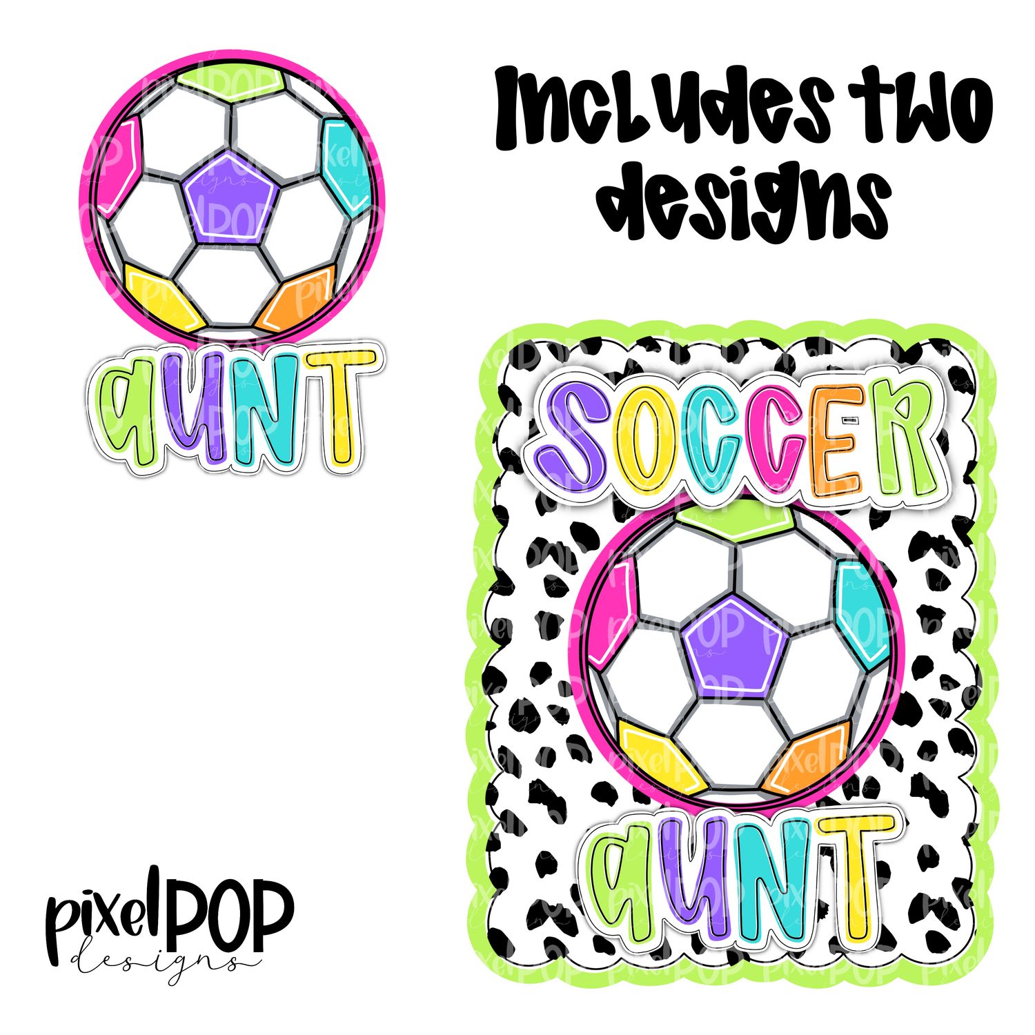 Bright Soccer Aunt Dotty Scalloped Hand Lettered Style PNG and POCKET Design