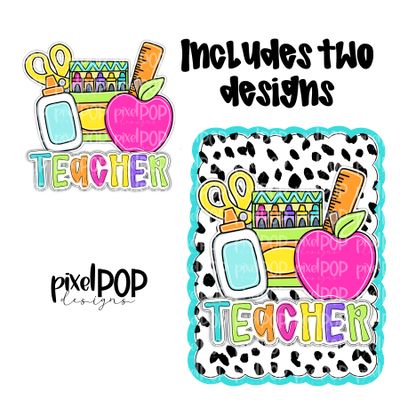 Teacher PNG Design (INCLUDES POCKET DESIGN) | School Graduation Design | Hand Painted | Digital Download | Printable