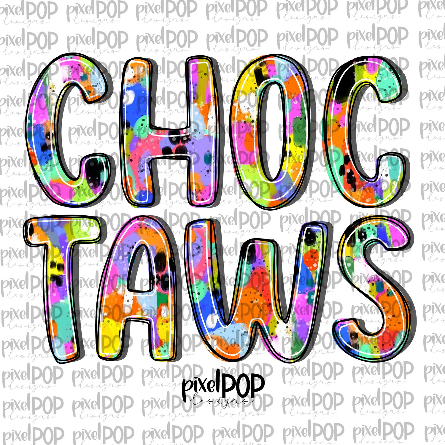 Choctaws Abstract Acrylic Bright Mascots Hand Lettered Style PNG