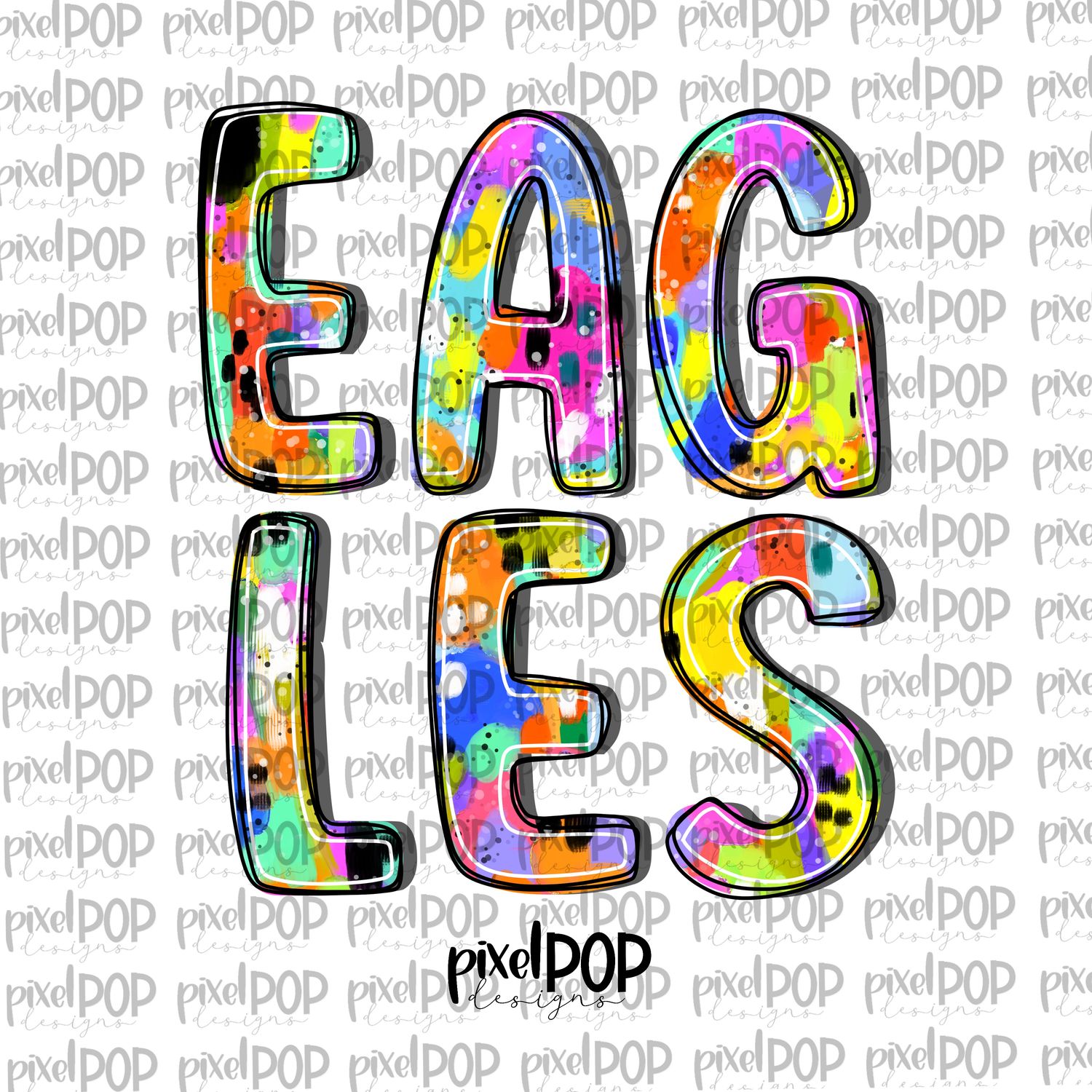 Eagles Abstract Acrylic Bright Mascots Hand Lettered Style PNG