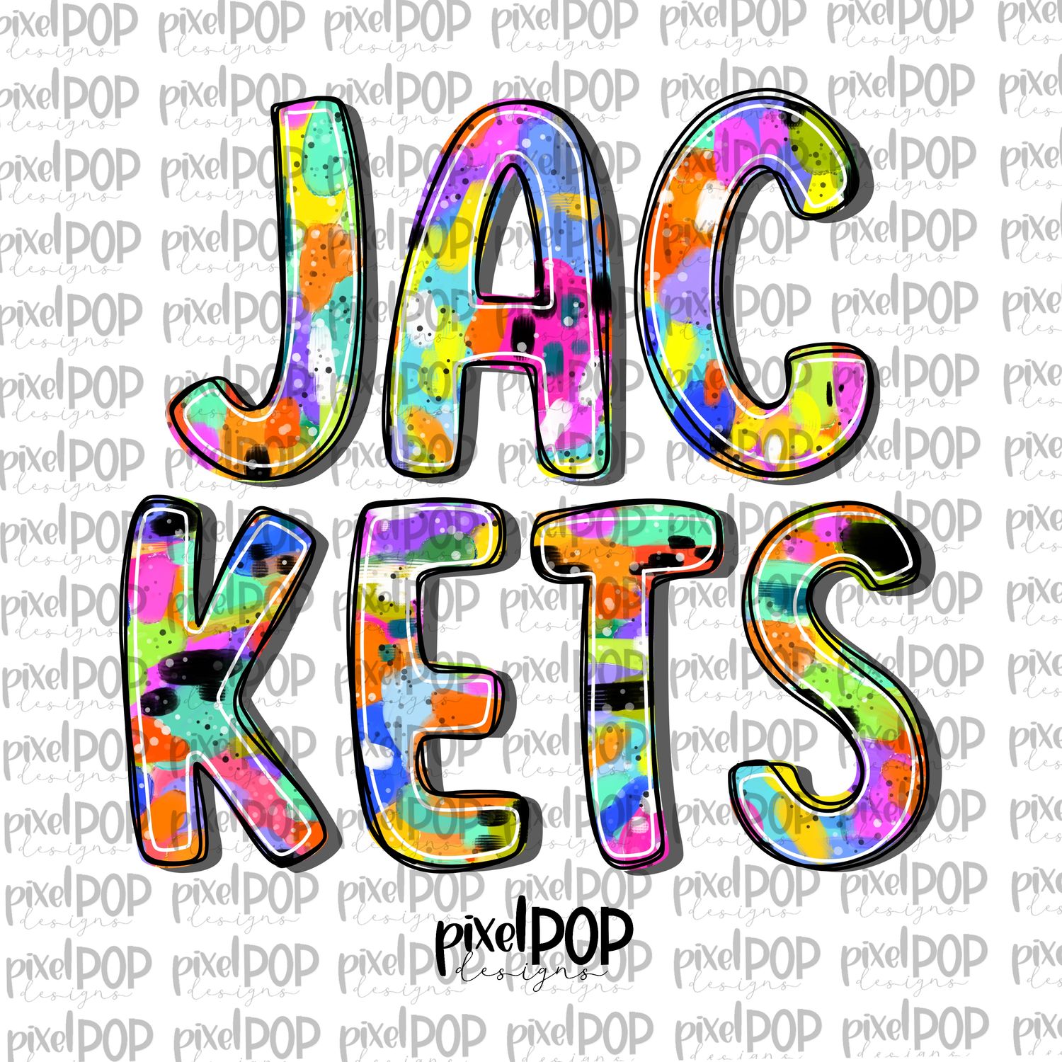 Jackets Abstract Acrylic Bright Mascots Hand Lettered Style PNG