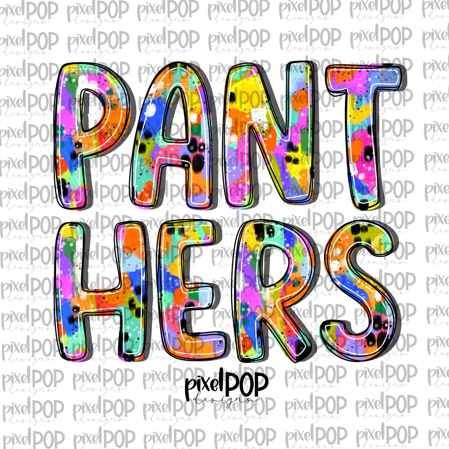 Panthers Abstract Acrylic Bright Mascots Hand Lettered Style PNG