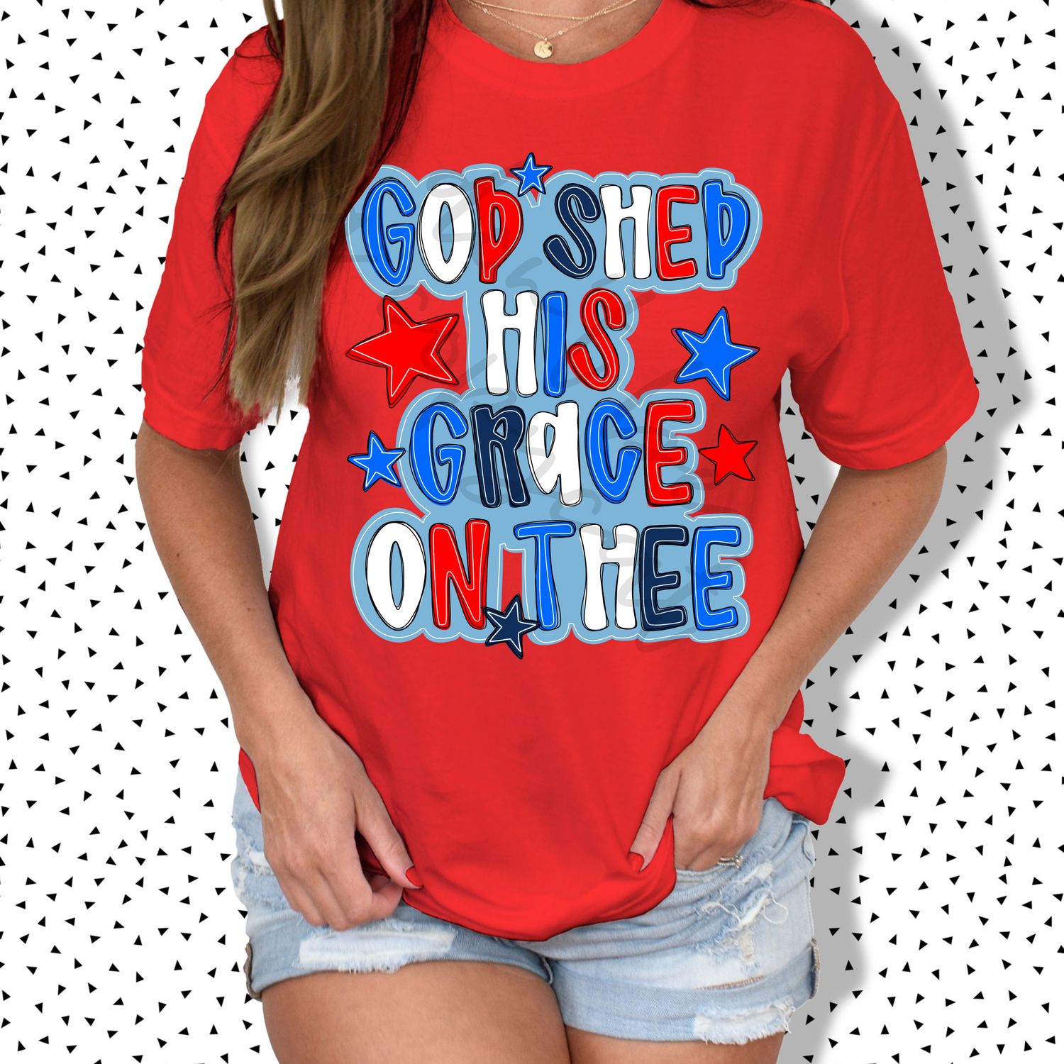 God Shed His Grace on Thee Stars PNG | July 4 Independence | Hand Drawn PNG | July 4th | Digital Download | Printable Art