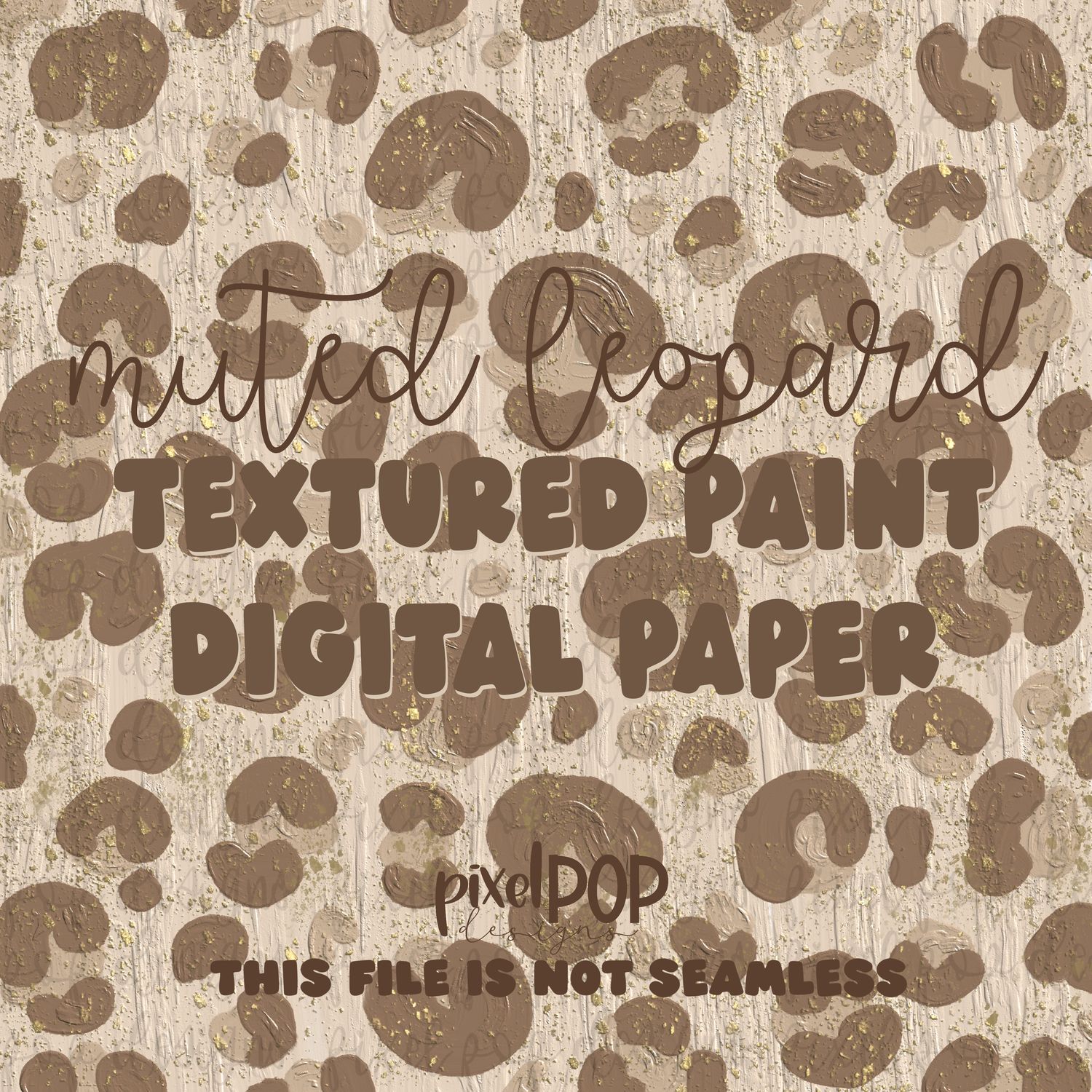 Muted Leopard Print Textured Digital Paper NOT Seamless PNG Flower Digital Paper Floral Art Hand Painted Digital Download Digital Scrapbooking