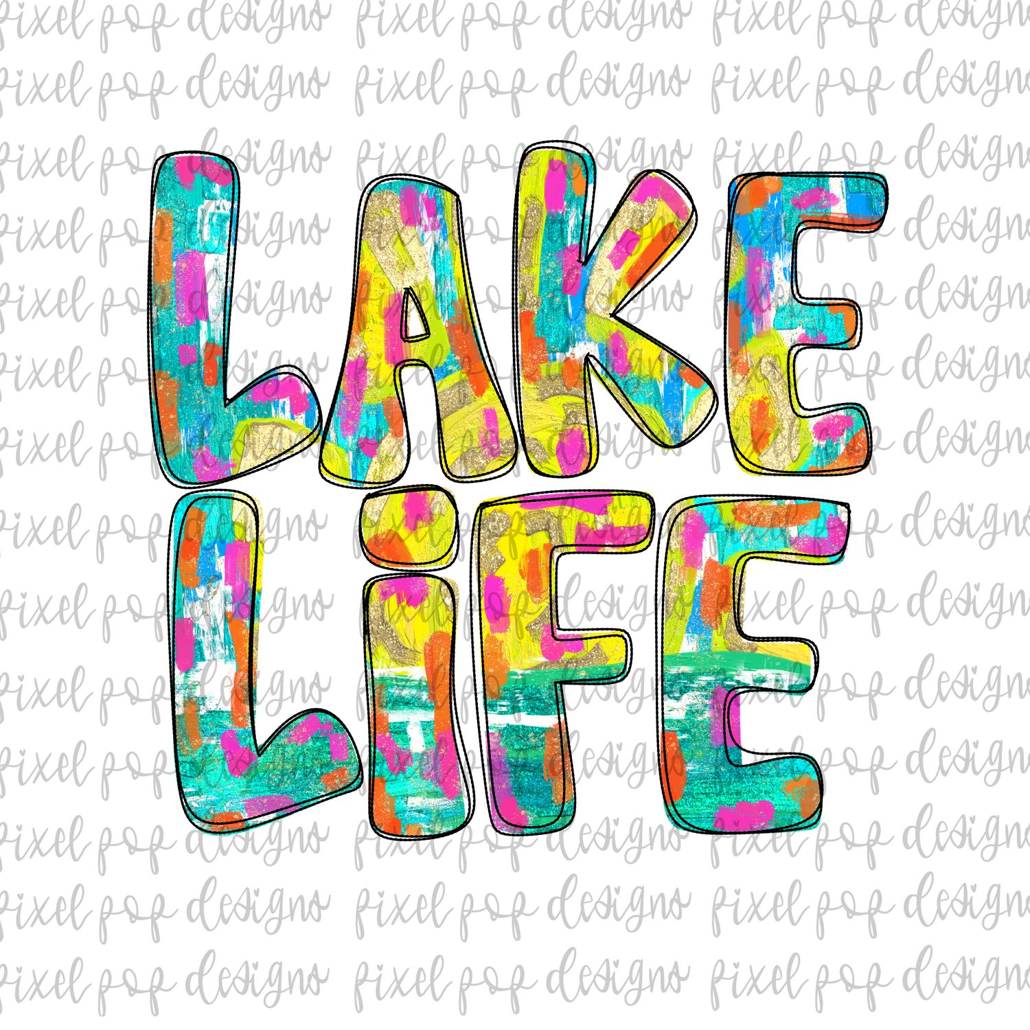 Lake Life Textured Paint PNG Bundle Beach Summer Ocean Design Hand Painted Digital Download Printable