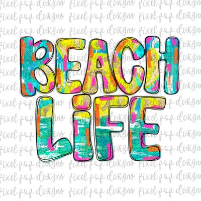 Beach Life Textured Paint PNG Bundle Beach Summer Ocean Design Hand Painted Digital Download Printable
