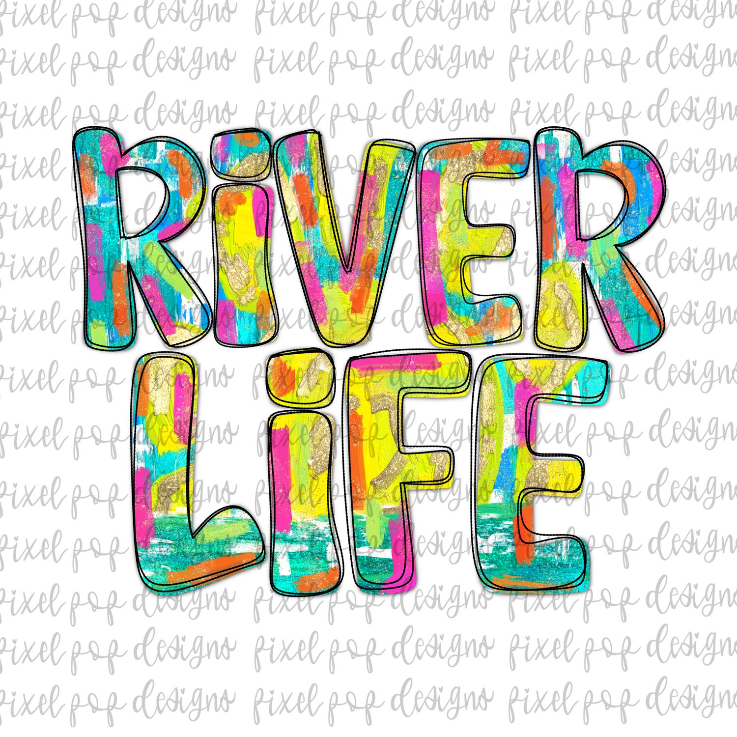 River Life Textured Paint PNG Bundle Beach Summer Ocean Design Hand Painted Digital Download Printable