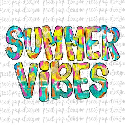 Summer Vibes Textured Paint PNG Bundle Beach Summer Ocean Design Hand Painted Digital Download Printable