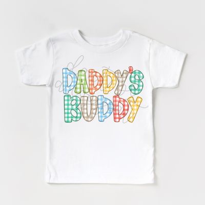 Daddy&#39;s Buddy Watercolor Gingham PNG Father&#39;s Day Design Hand Painted Digital Download Printable