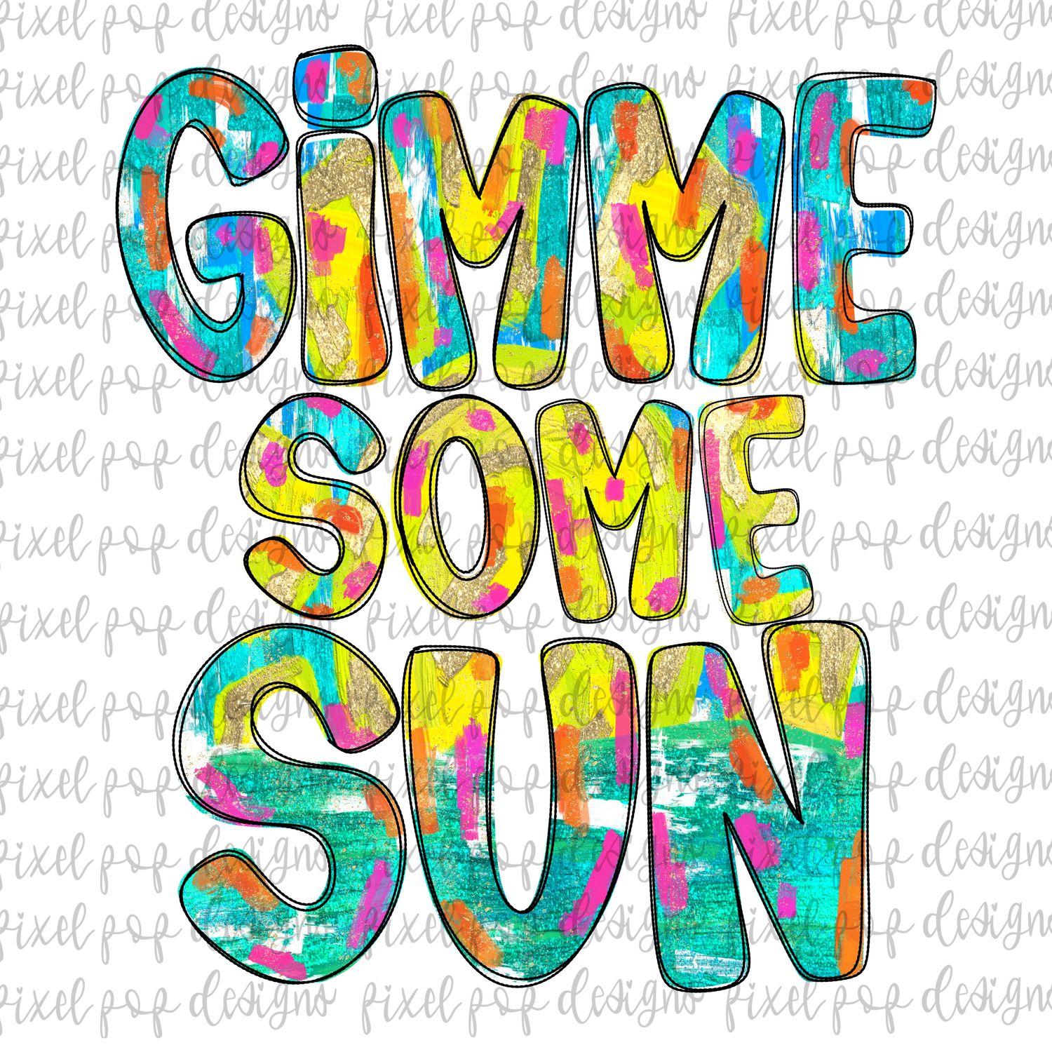 Gimme Some Sun Textured Paint PNG Bundle Beach Summer Ocean Design Hand Painted Digital Download Printable