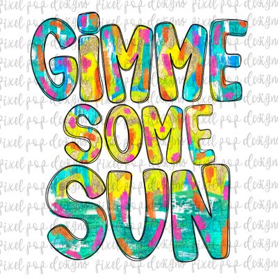 Gimme Some Sun Textured Paint PNG Bundle Beach Summer Ocean Design Hand Painted Digital Download Printable