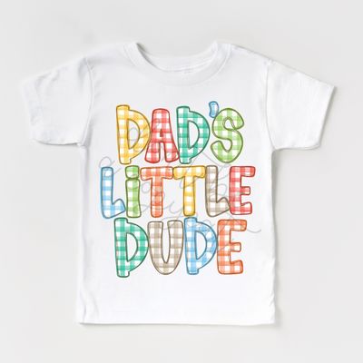 Daddy&#39;s Little Dude Watercolor Gingham PNG Father&#39;s Day Design Hand Painted Digital Download Printable