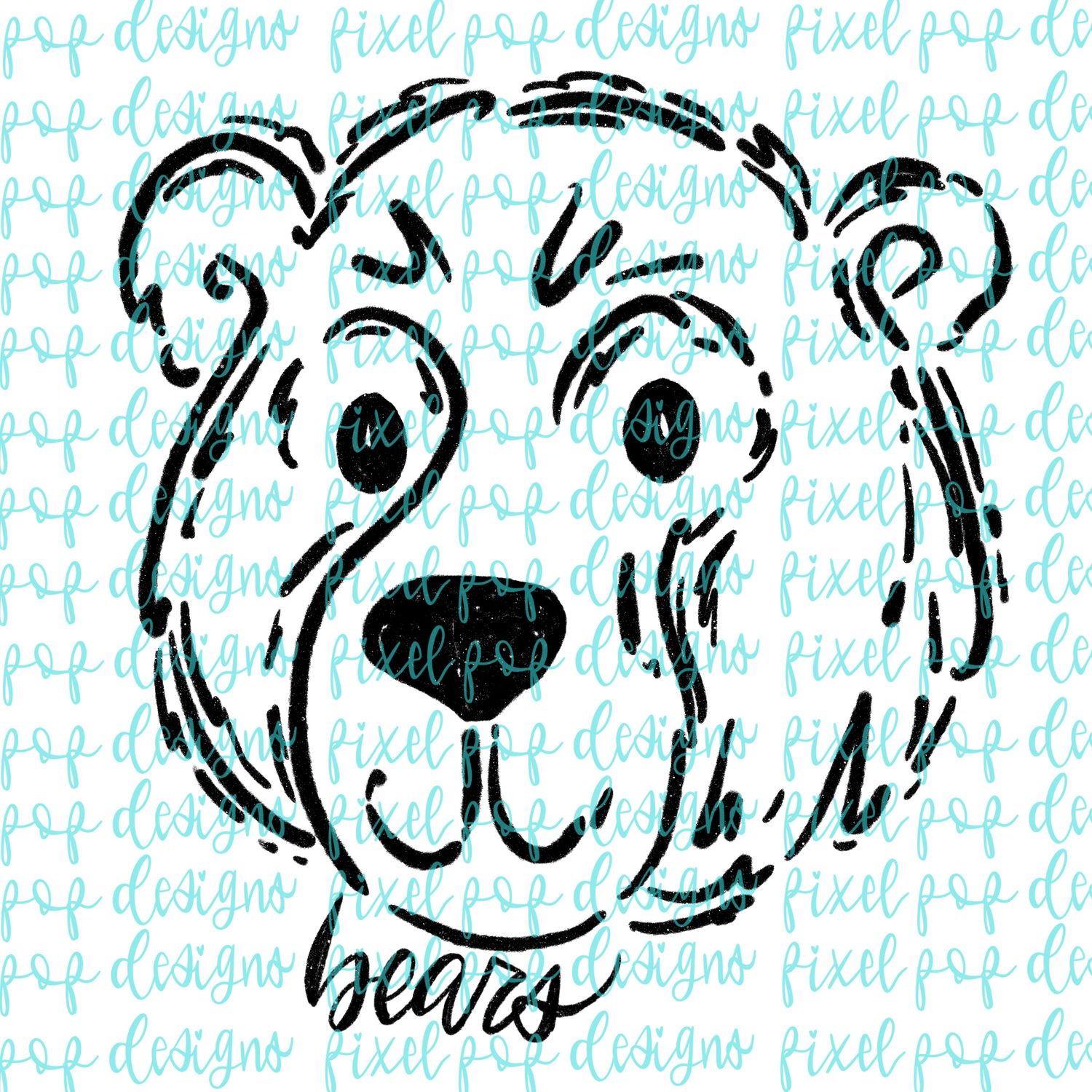Bears Doodle Mascot Hand Lettered Style PNG