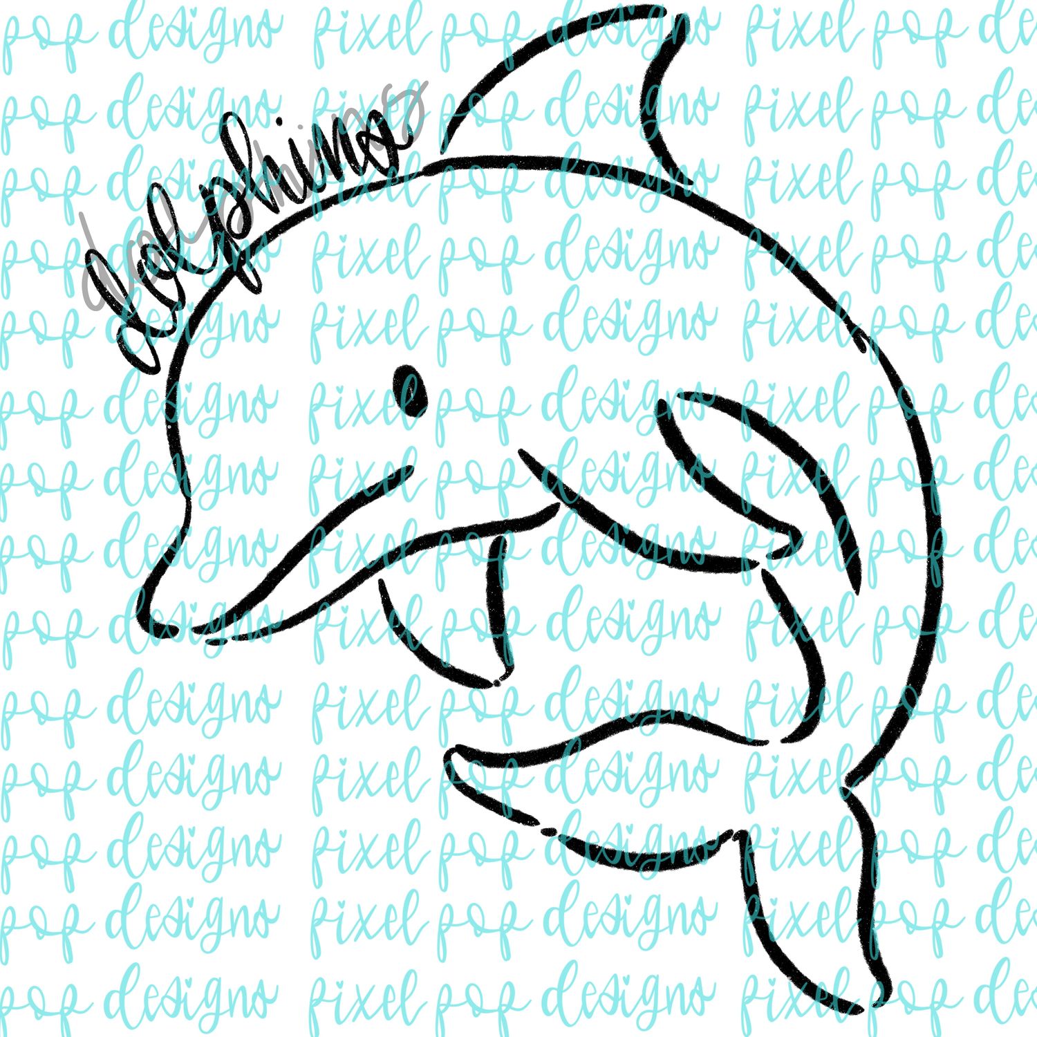 Dolphins Doodle Mascot Hand Lettered Style PNG