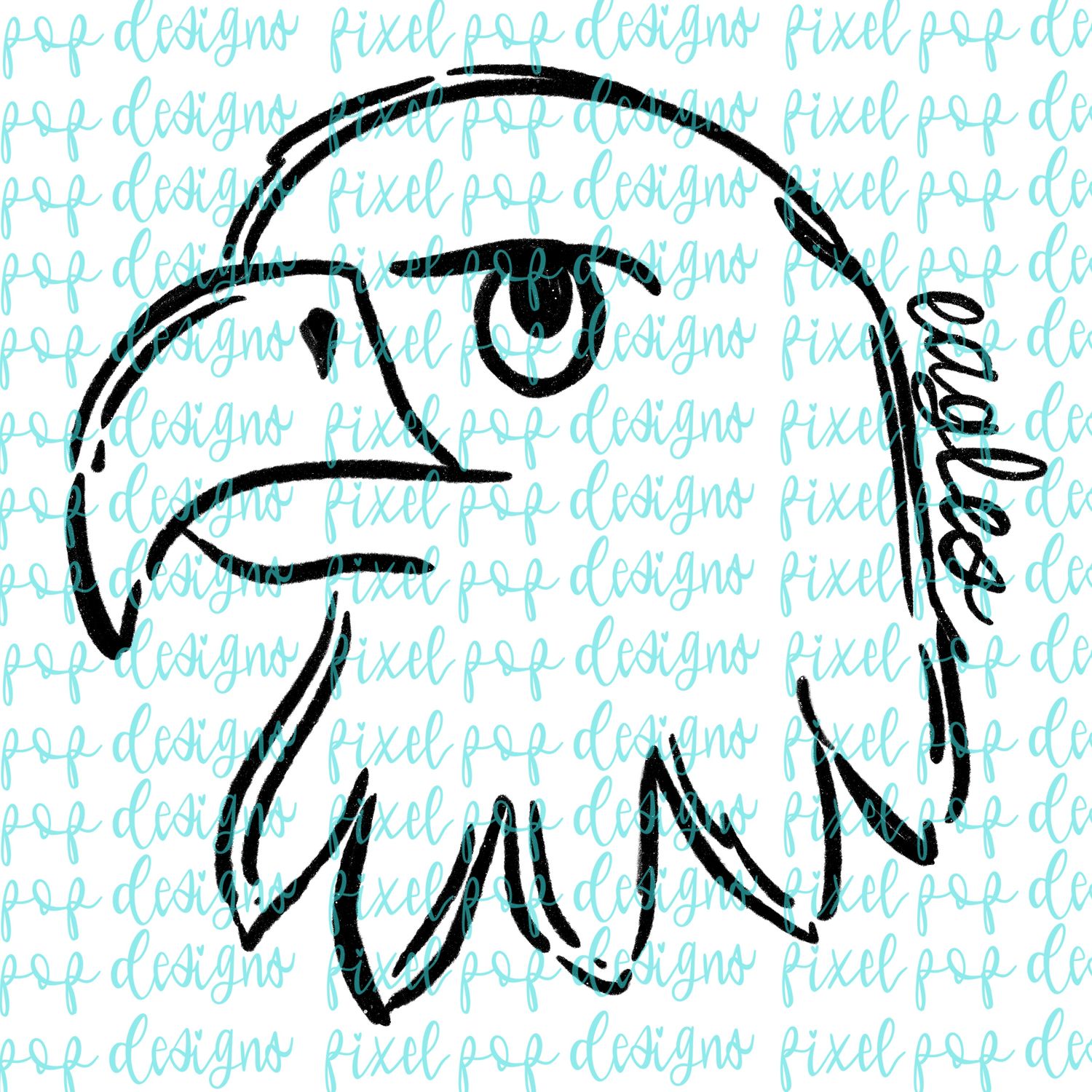 Eagles Doodle Mascot Hand Lettered Style PNG
