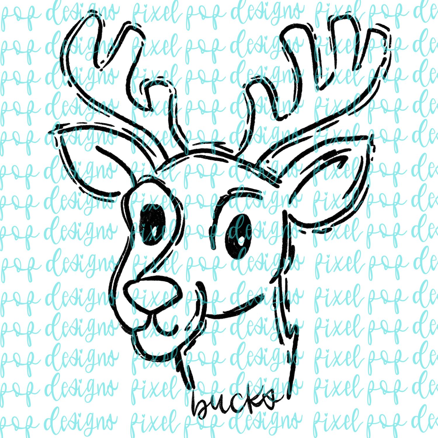 Bucks Doodle Mascot Hand Lettered Style PNG