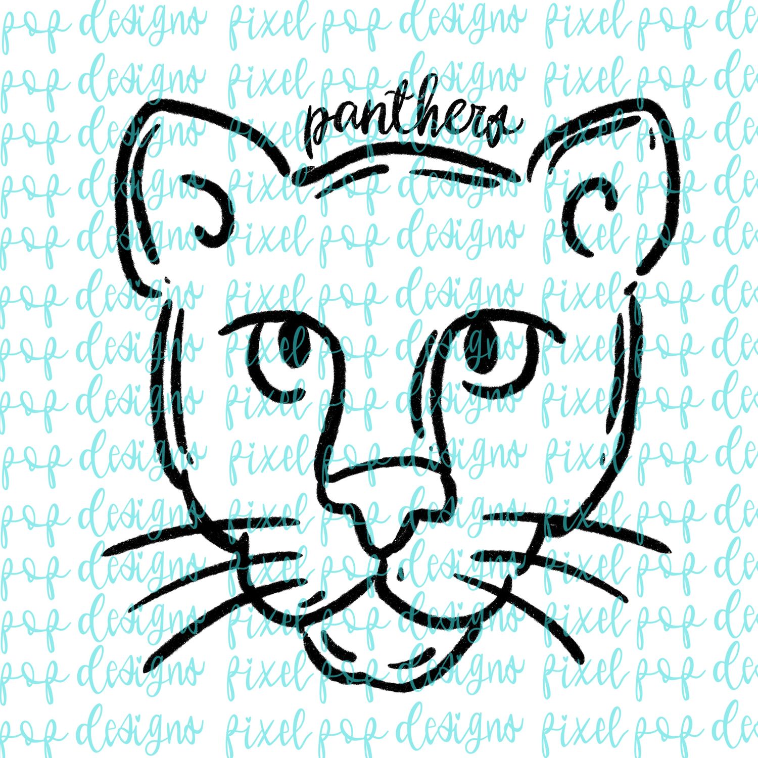 Panthers Doodle Mascot Hand Lettered Style PNG