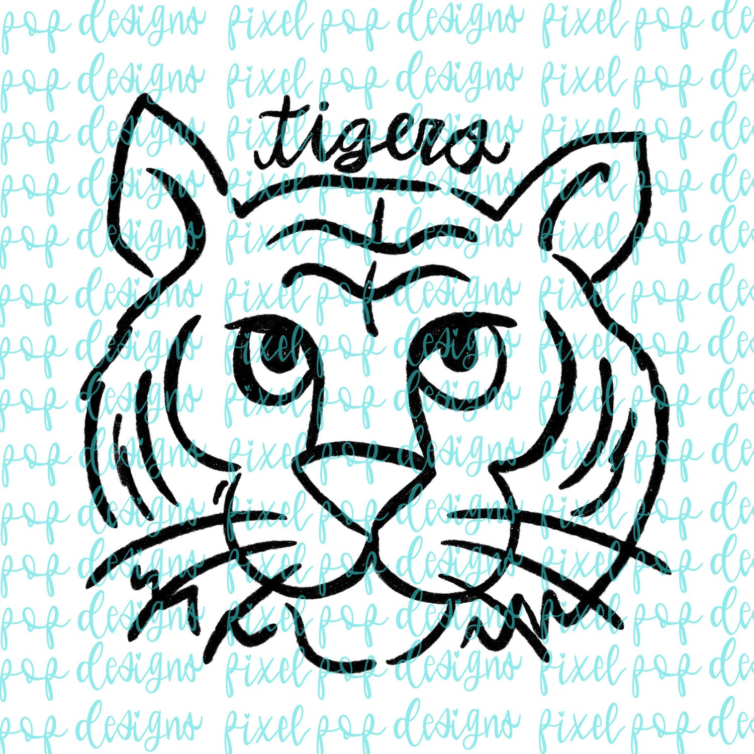Tigers Doodle Mascot Hand Lettered Style PNG