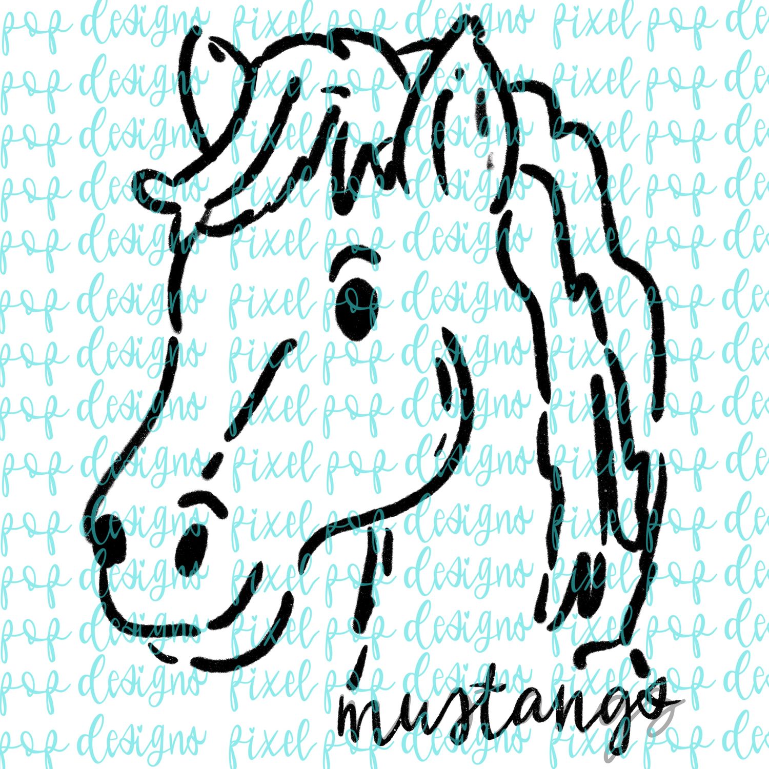 Mustangs Doodle Mascot Hand Lettered Style PNG