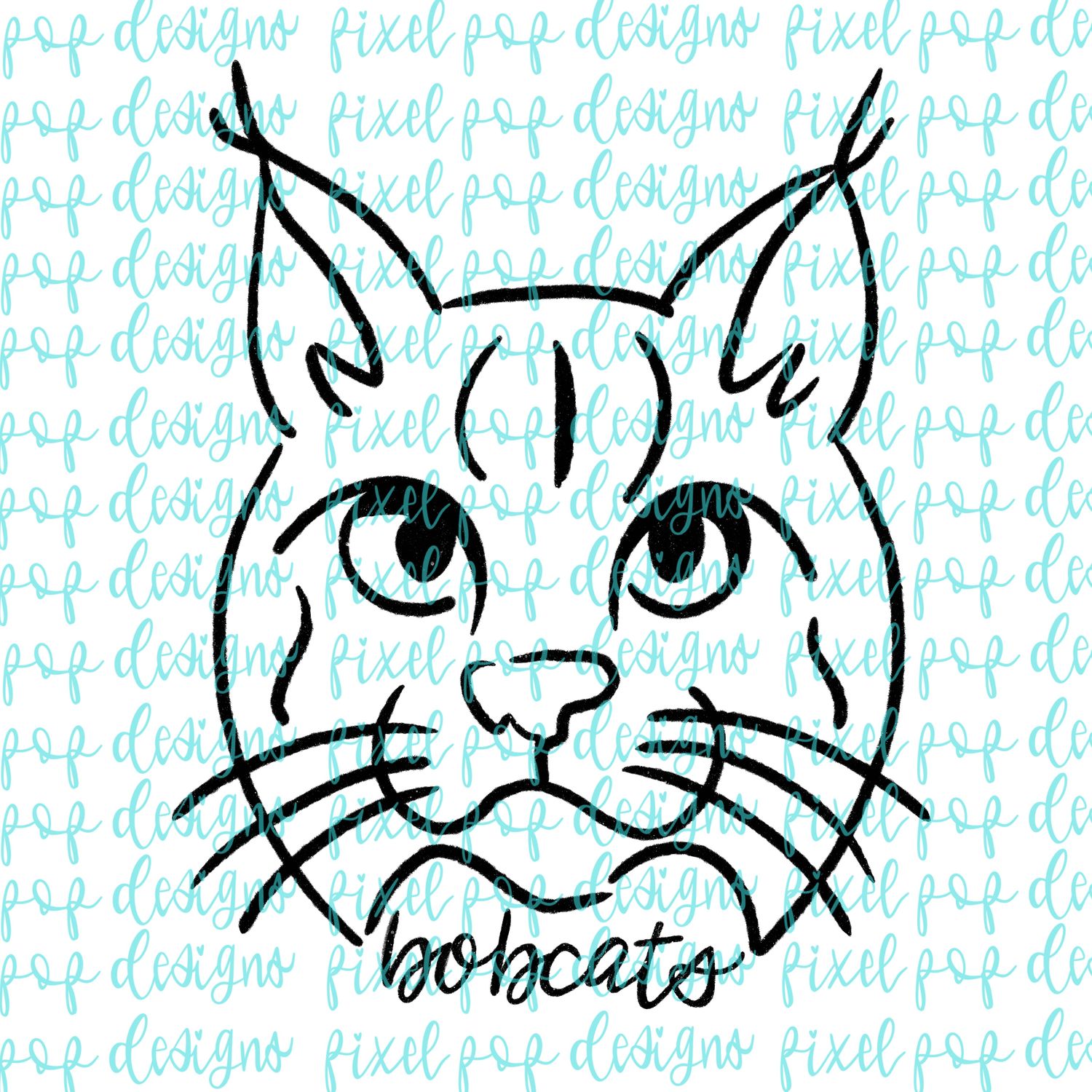 Bobcats Doodle Mascot Hand Lettered Style PNG