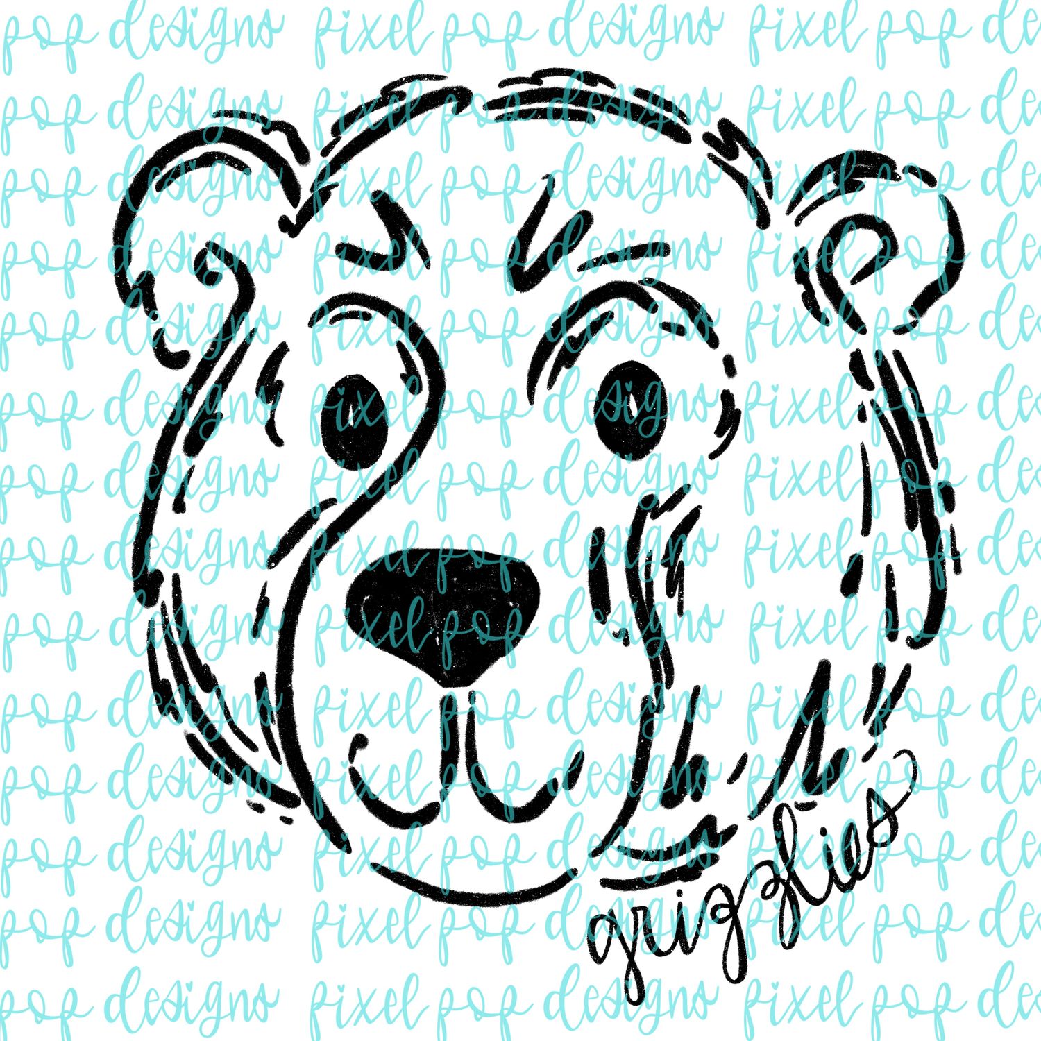 Grizzlies Doodle Mascot Hand Lettered Style PNG