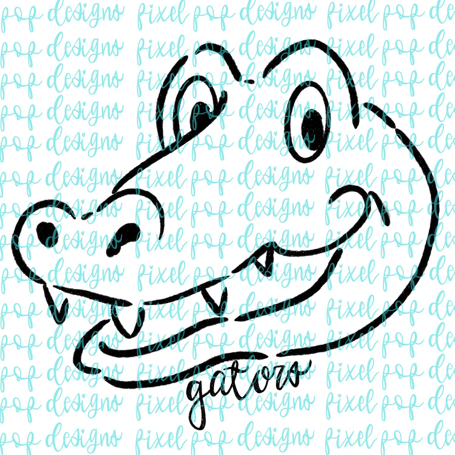 Gators Doodle Mascot Hand Lettered Style PNG