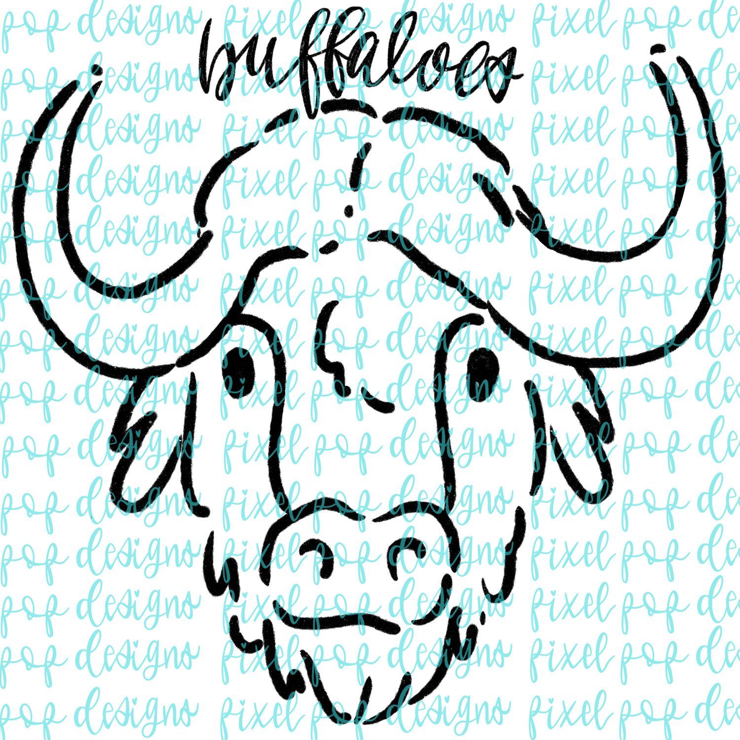 Buffaloes Doodle Mascot Hand Lettered Style PNG