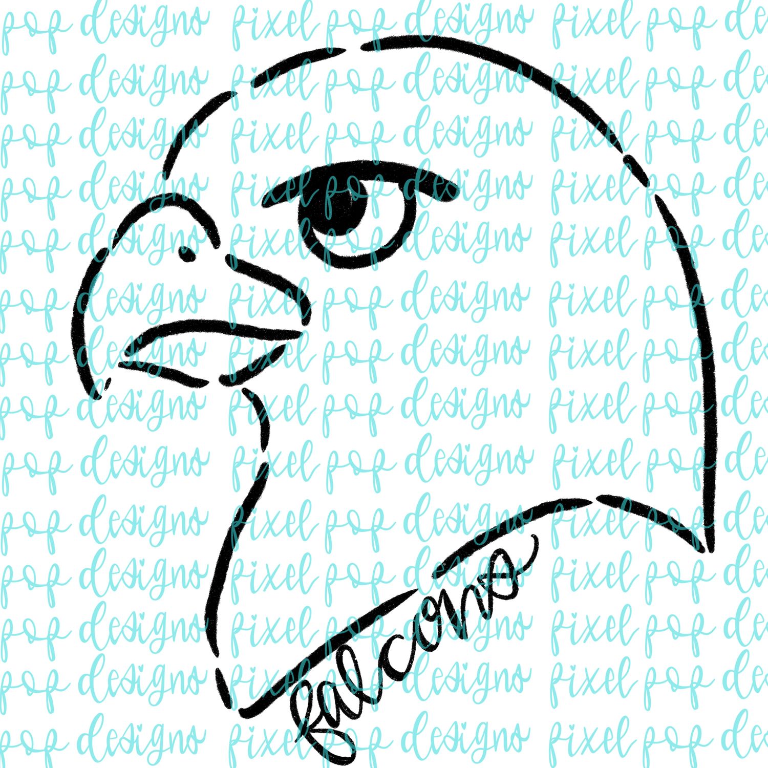 Falcons Doodle Mascot Hand Lettered Style PNG