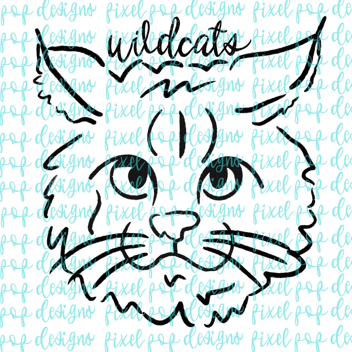 Wildcats Doodle Mascot Hand Lettered Style PNG