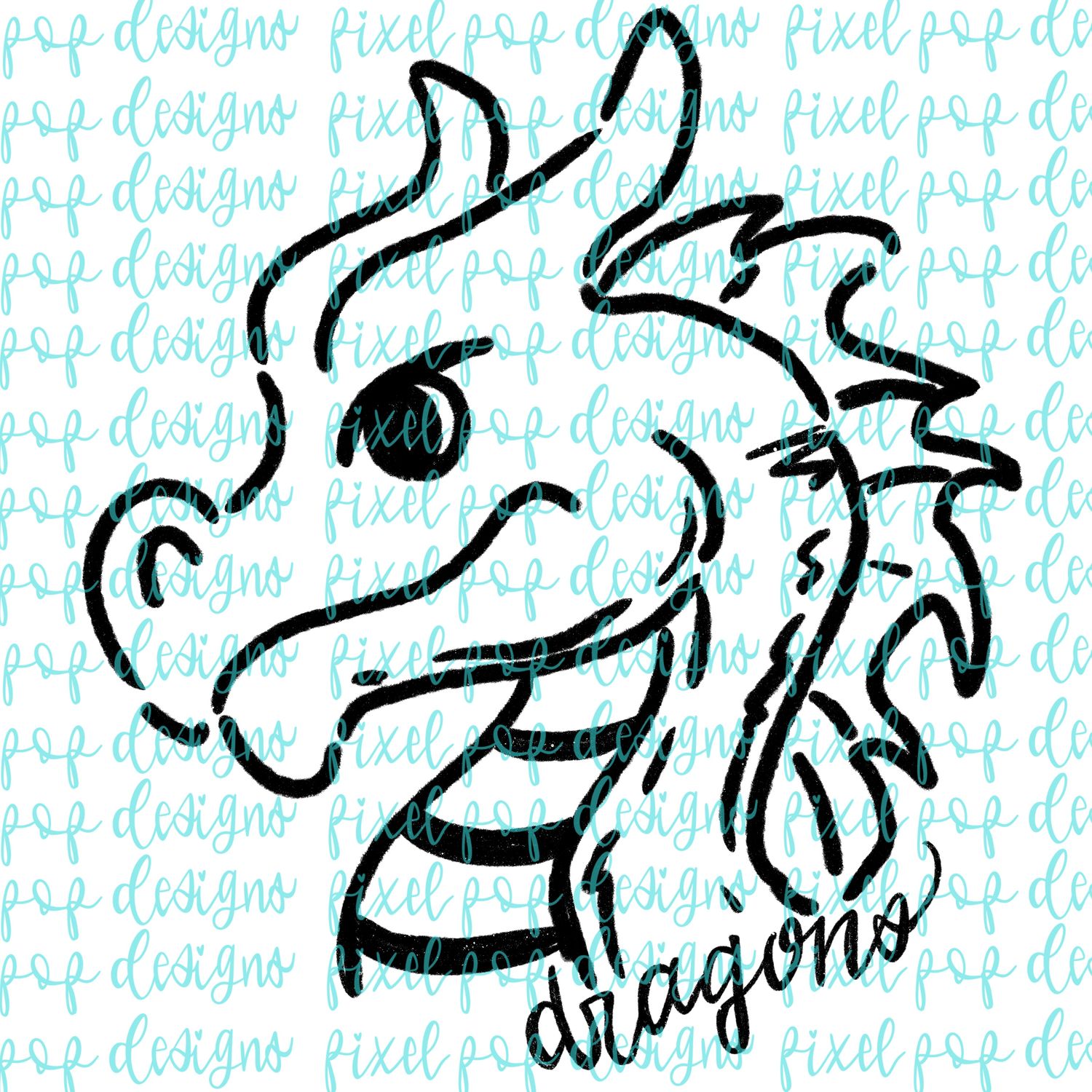 Dragons Doodle Mascot Hand Lettered Style PNG