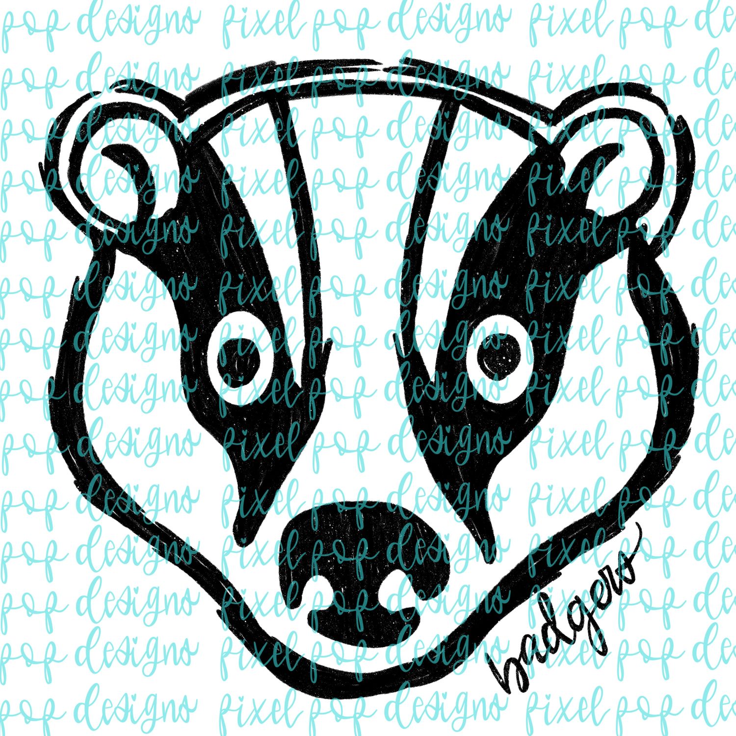 Badgers Doodle Mascot Hand Lettered Style PNG