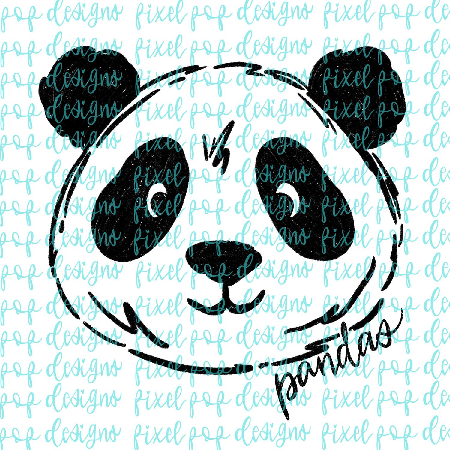 Pandas Doodle Mascot Hand Lettered Style PNG
