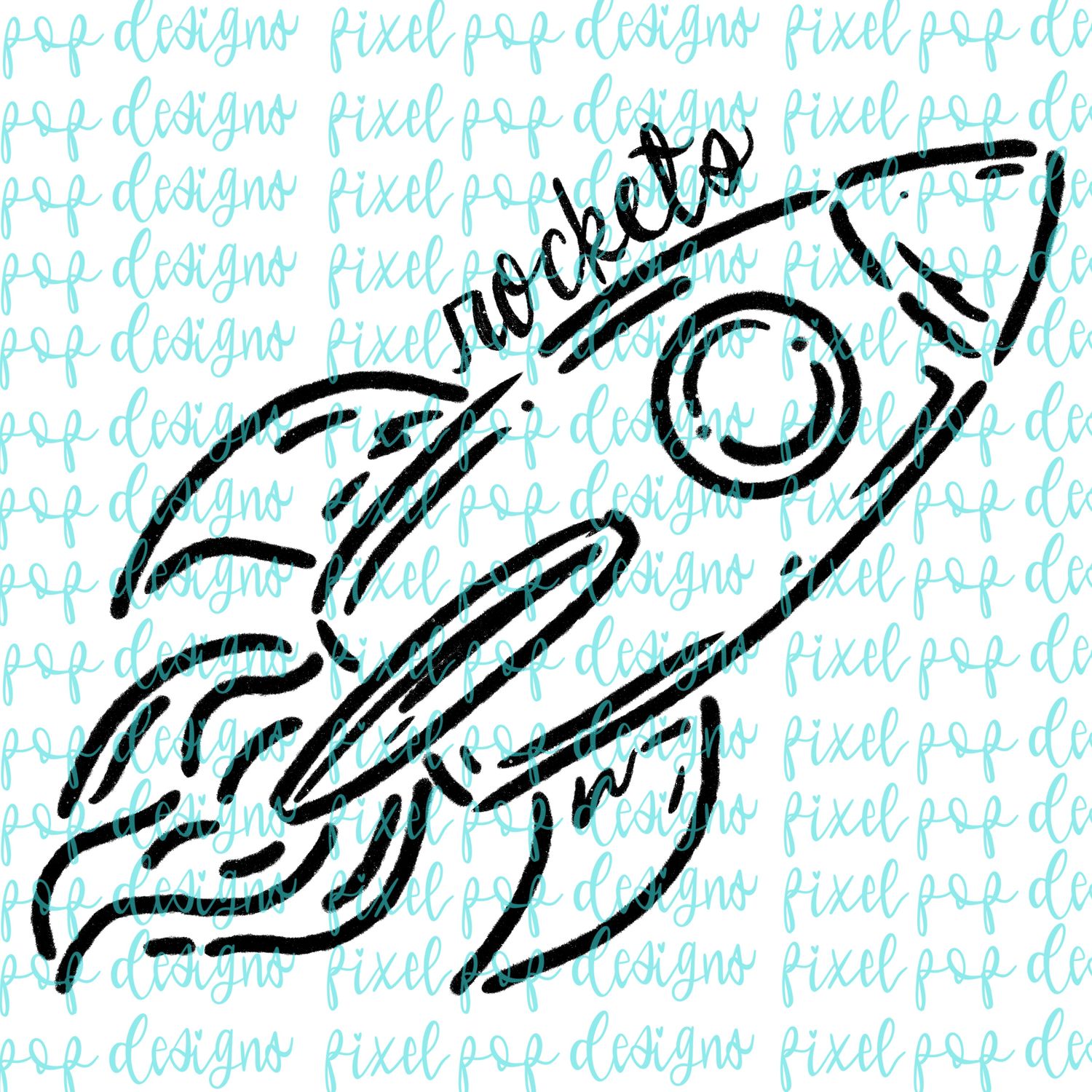 Rockets Doodle Mascot Hand Lettered Style PNG
