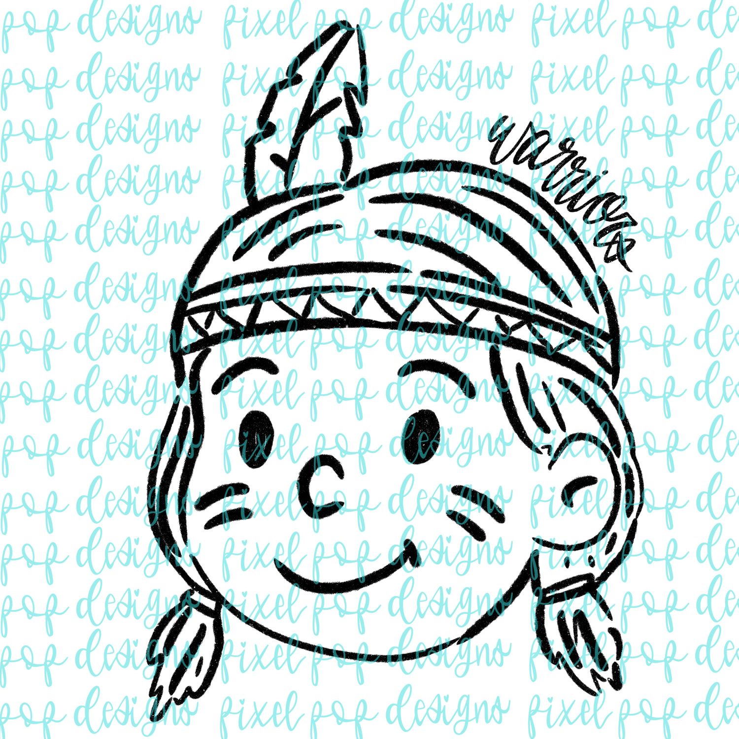 Warriors Doodle Mascot Hand Lettered Style PNG