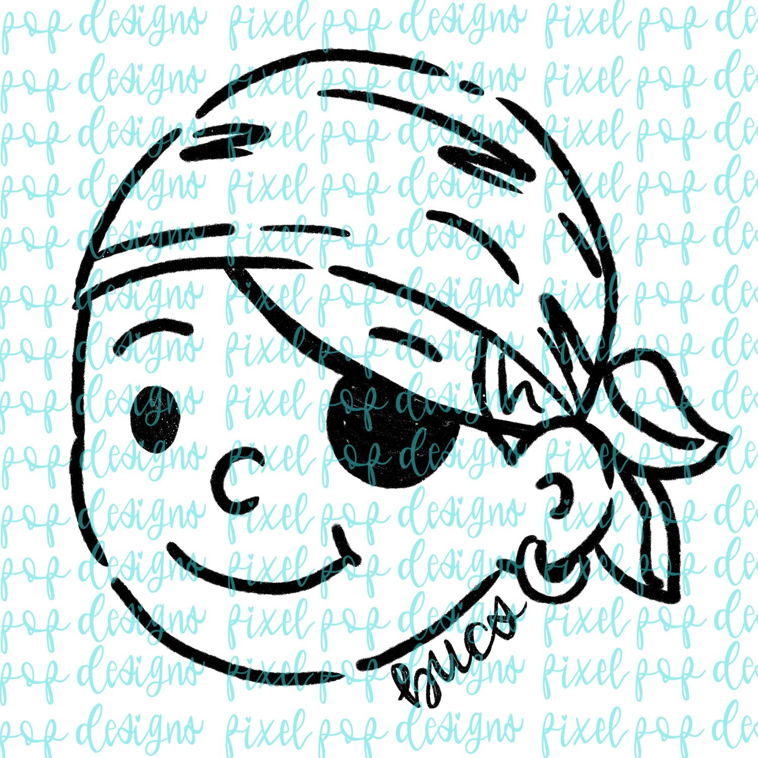 Bucs Doodle Mascot Hand Lettered Style PNG