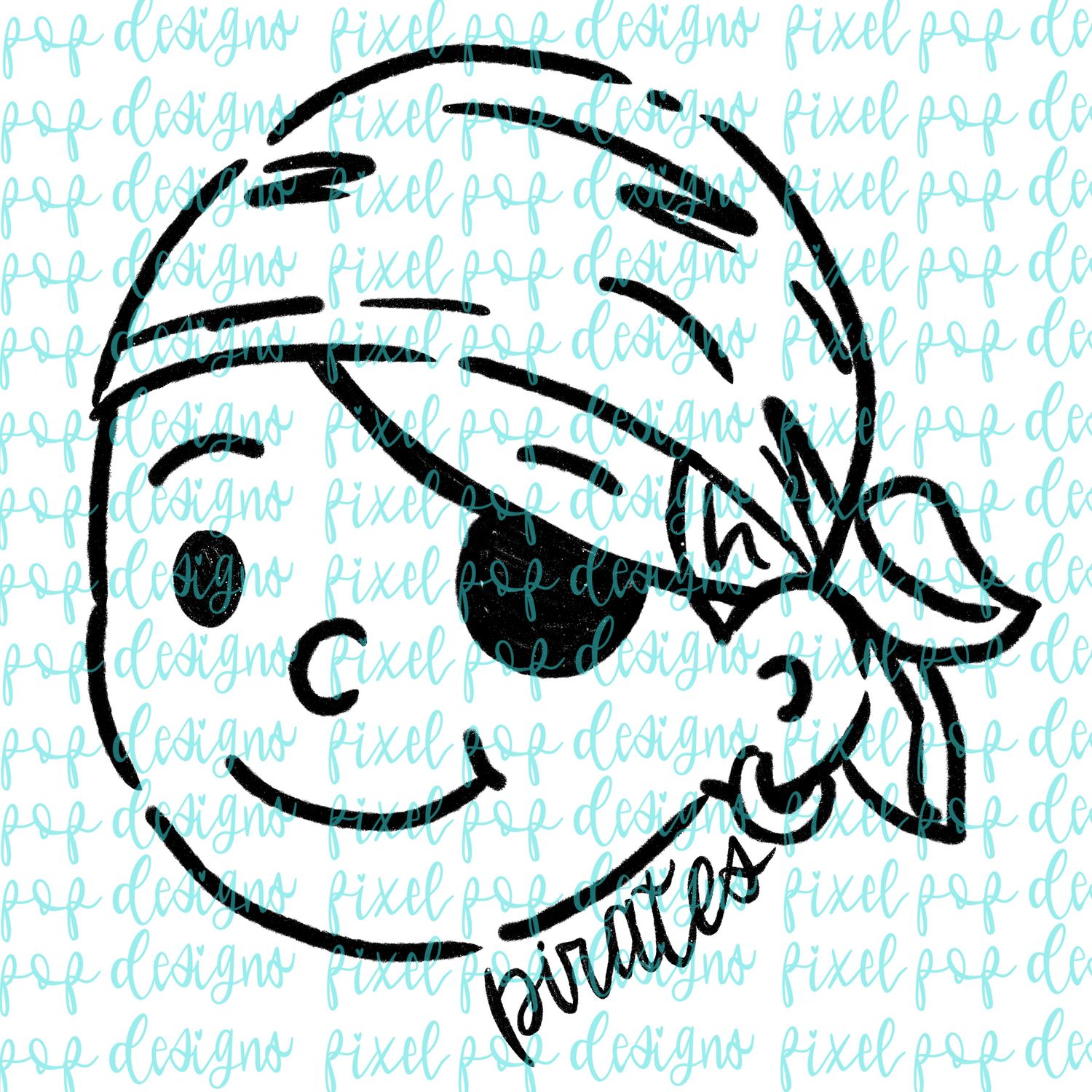 Pirates Doodle Mascot Hand Lettered Style PNG