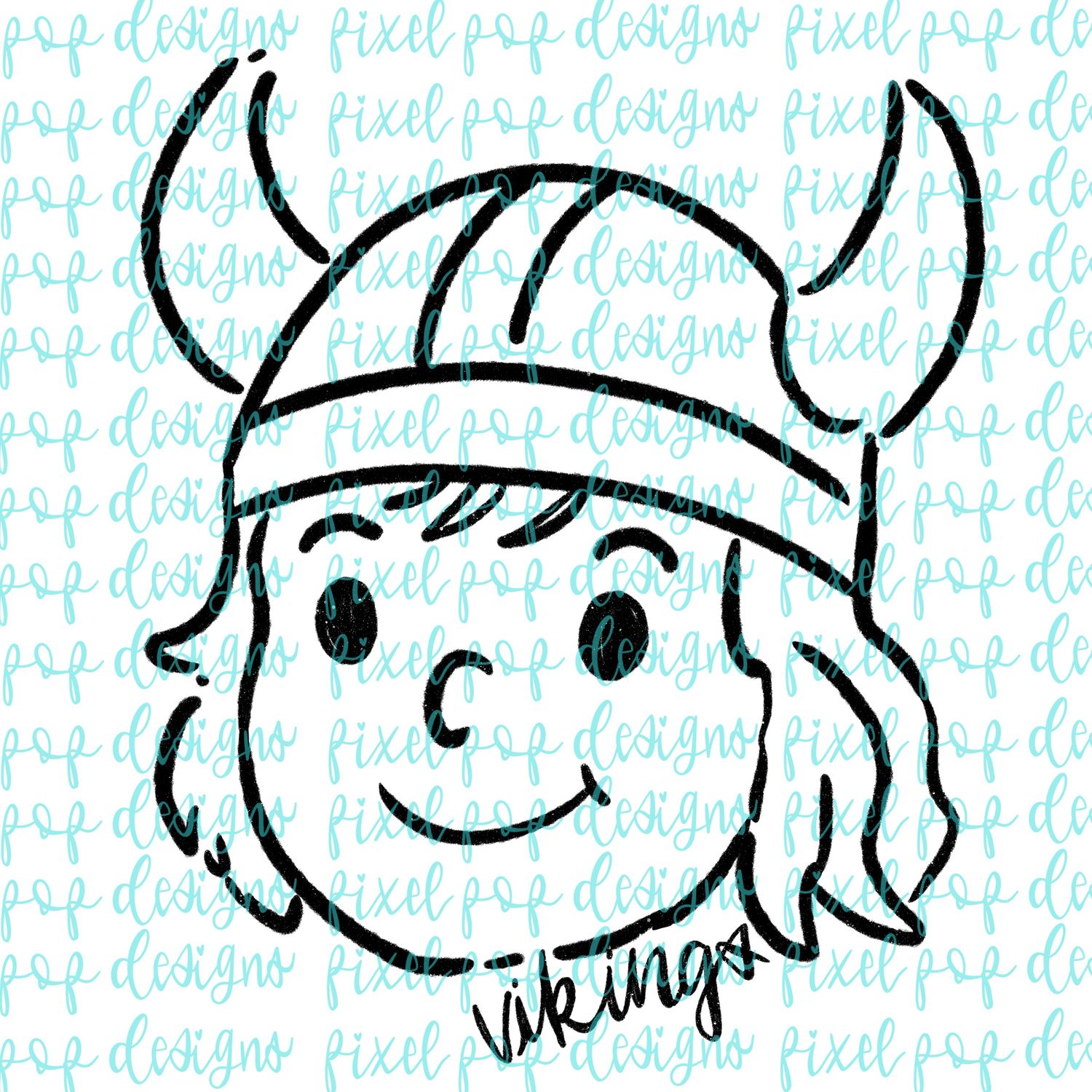 Vikings Doodle Mascot Hand Lettered Style PNG