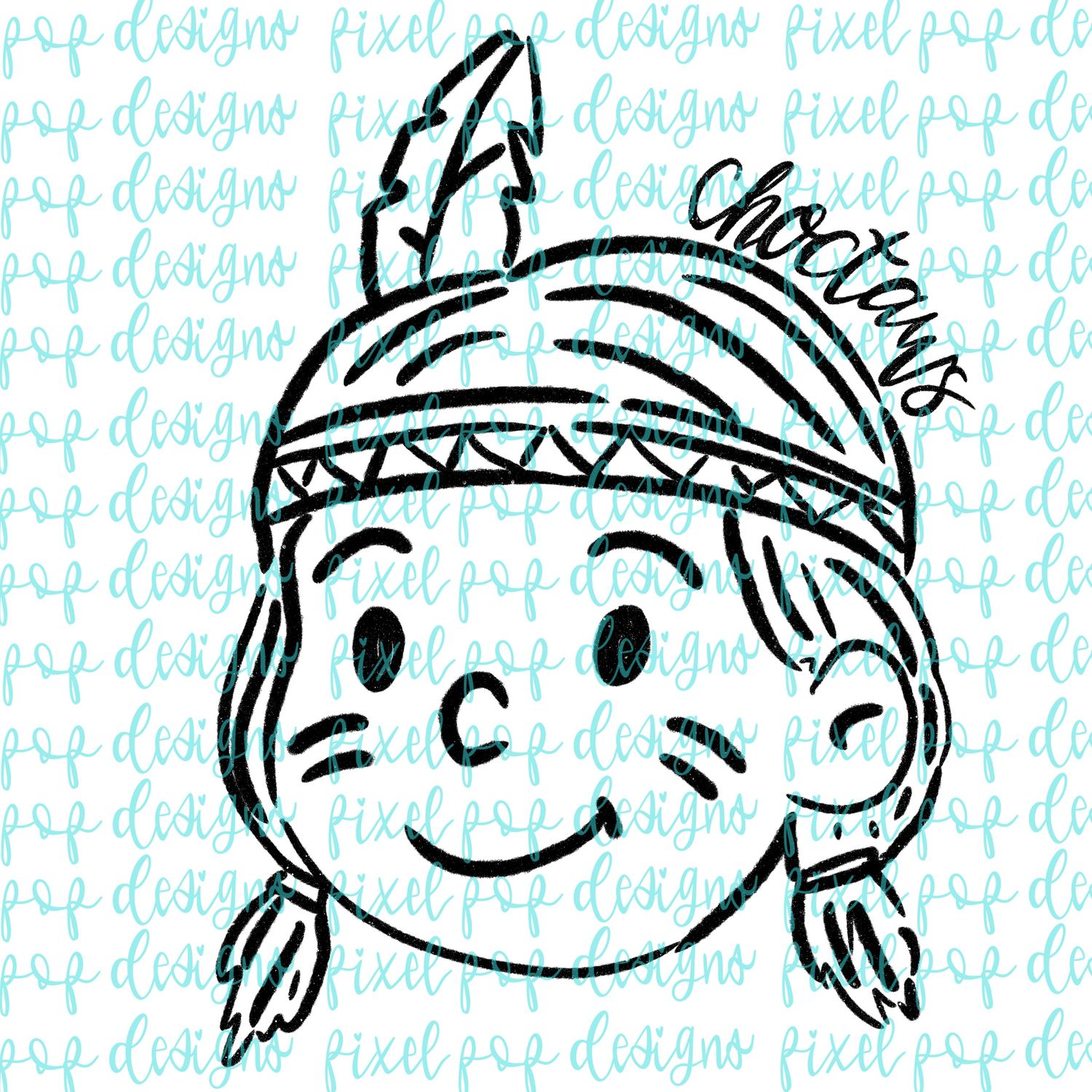Choctaws Doodle Mascot Hand Lettered Style PNG