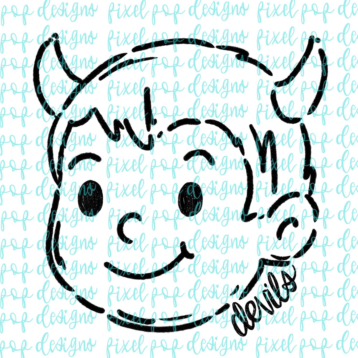 Devils Doodle Mascot Hand Lettered Style PNG