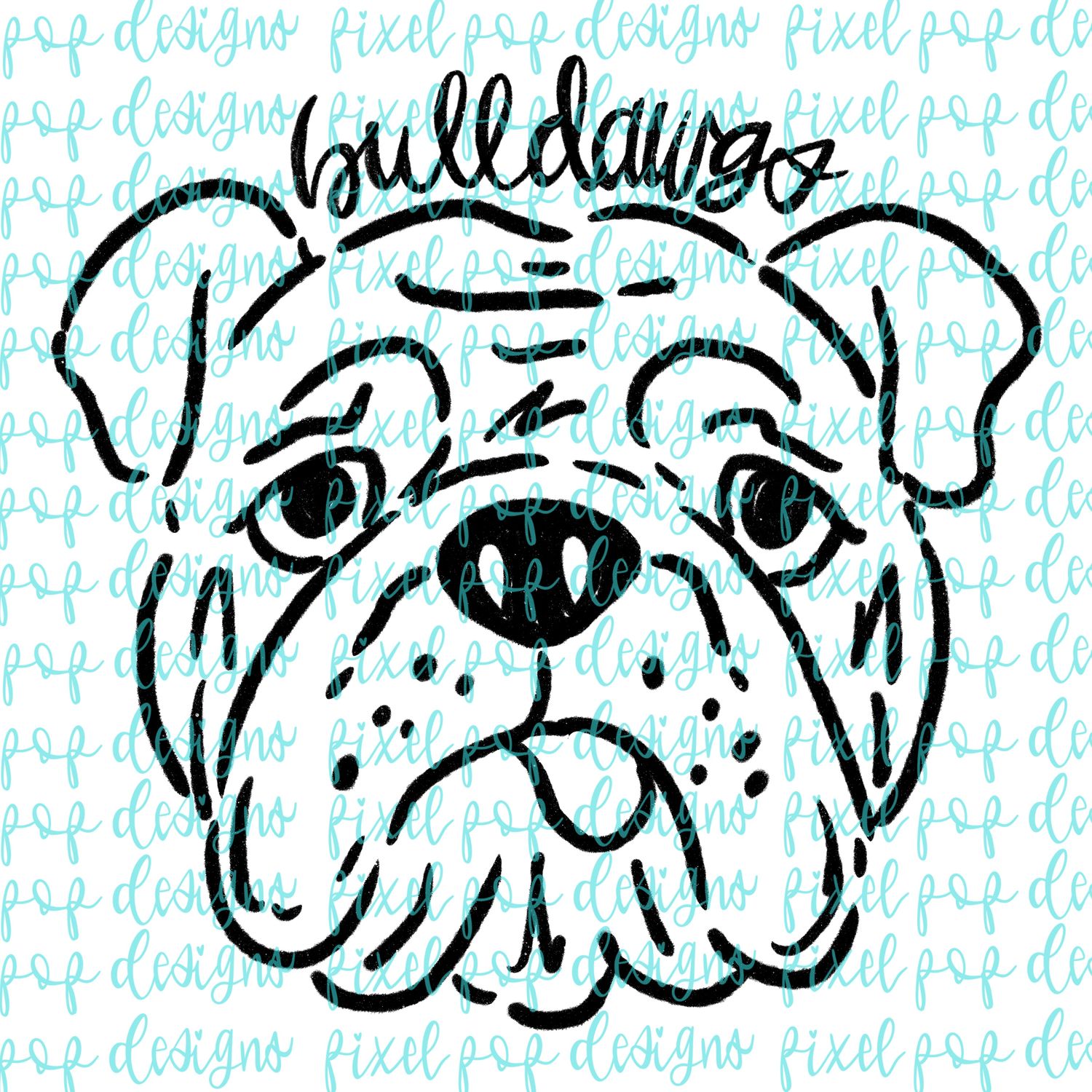 Bulldawgs Doodle Mascot Hand Lettered Style PNG