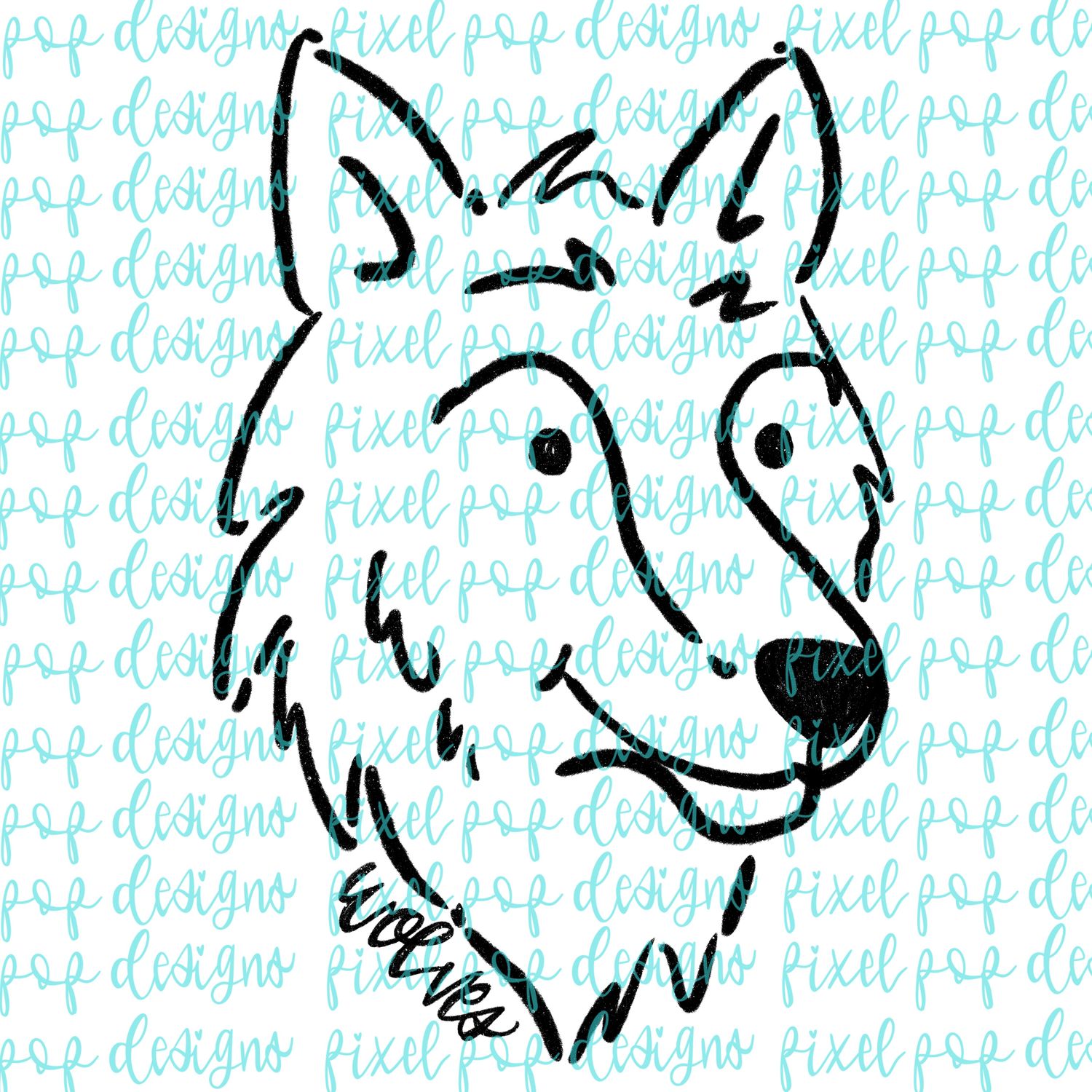 Wolves Doodle Mascot Hand Lettered Style PNG