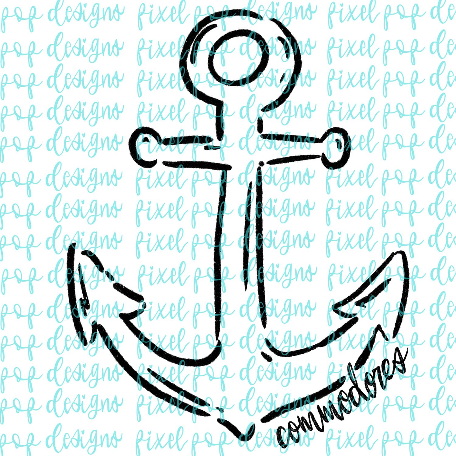 Commodores (Anchor) Doodle Mascot Hand Lettered Style PNG